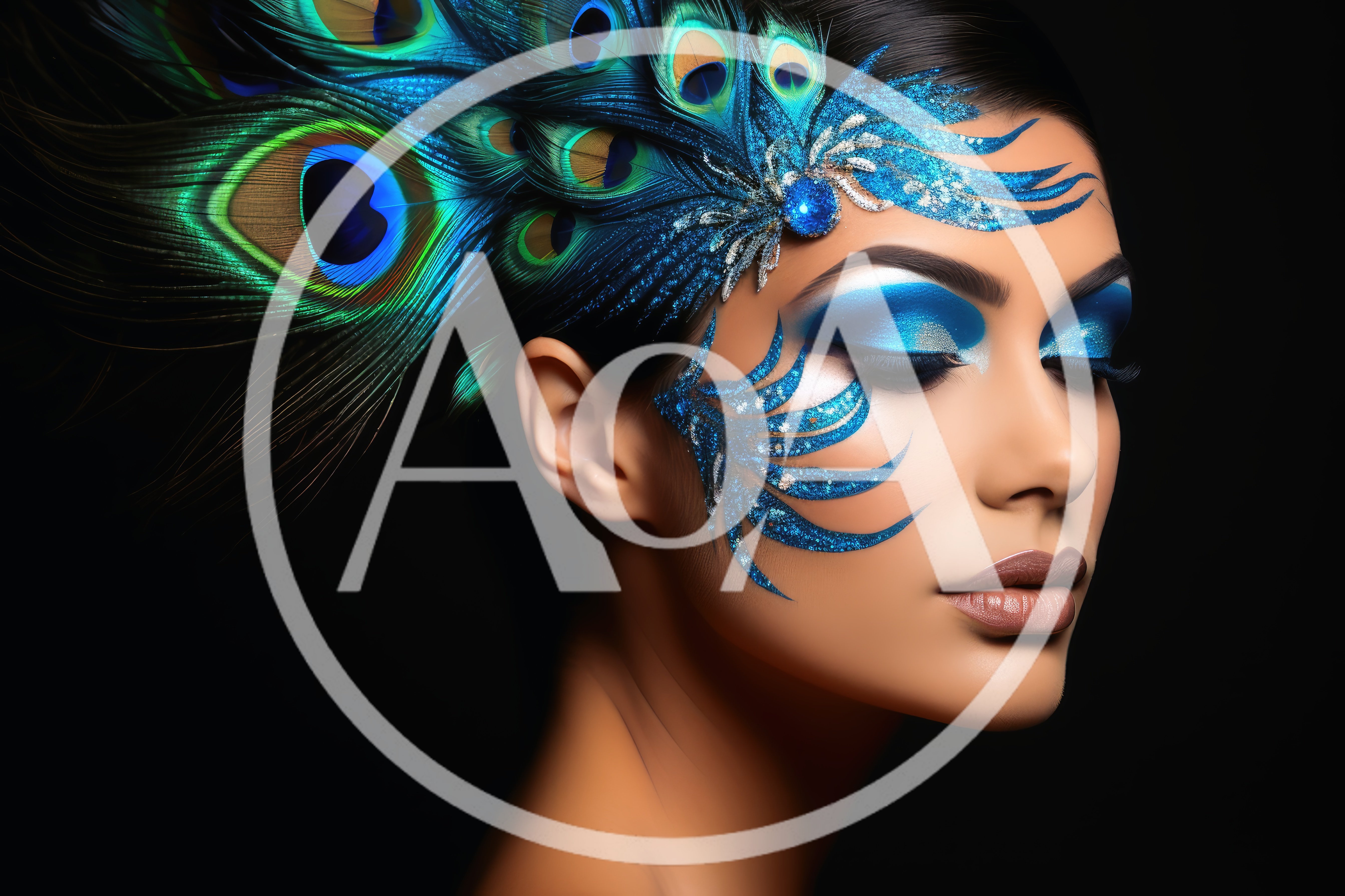 Portrait Of A Woman With Peacock Feather Makeup