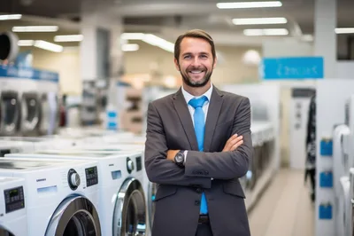 Professional Salesman Standing In Appliance Store