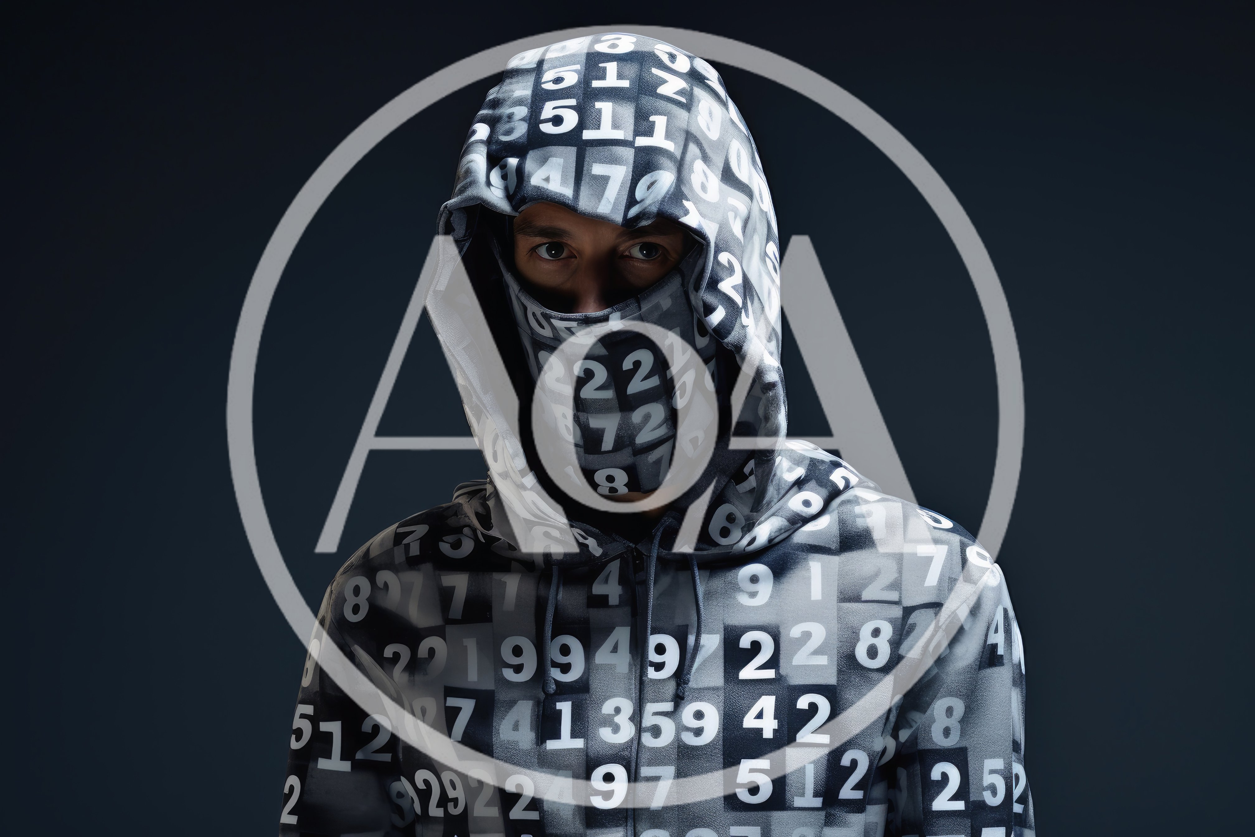 Man Wearing Number Patterned Hoodie And Face Mask