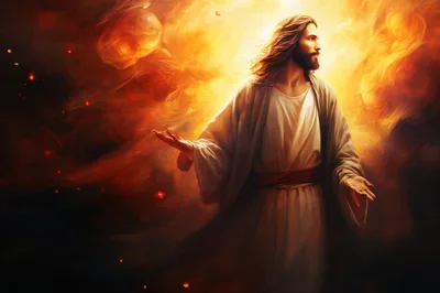 Jesus Christ Standing Amidst Radiant Golden Light