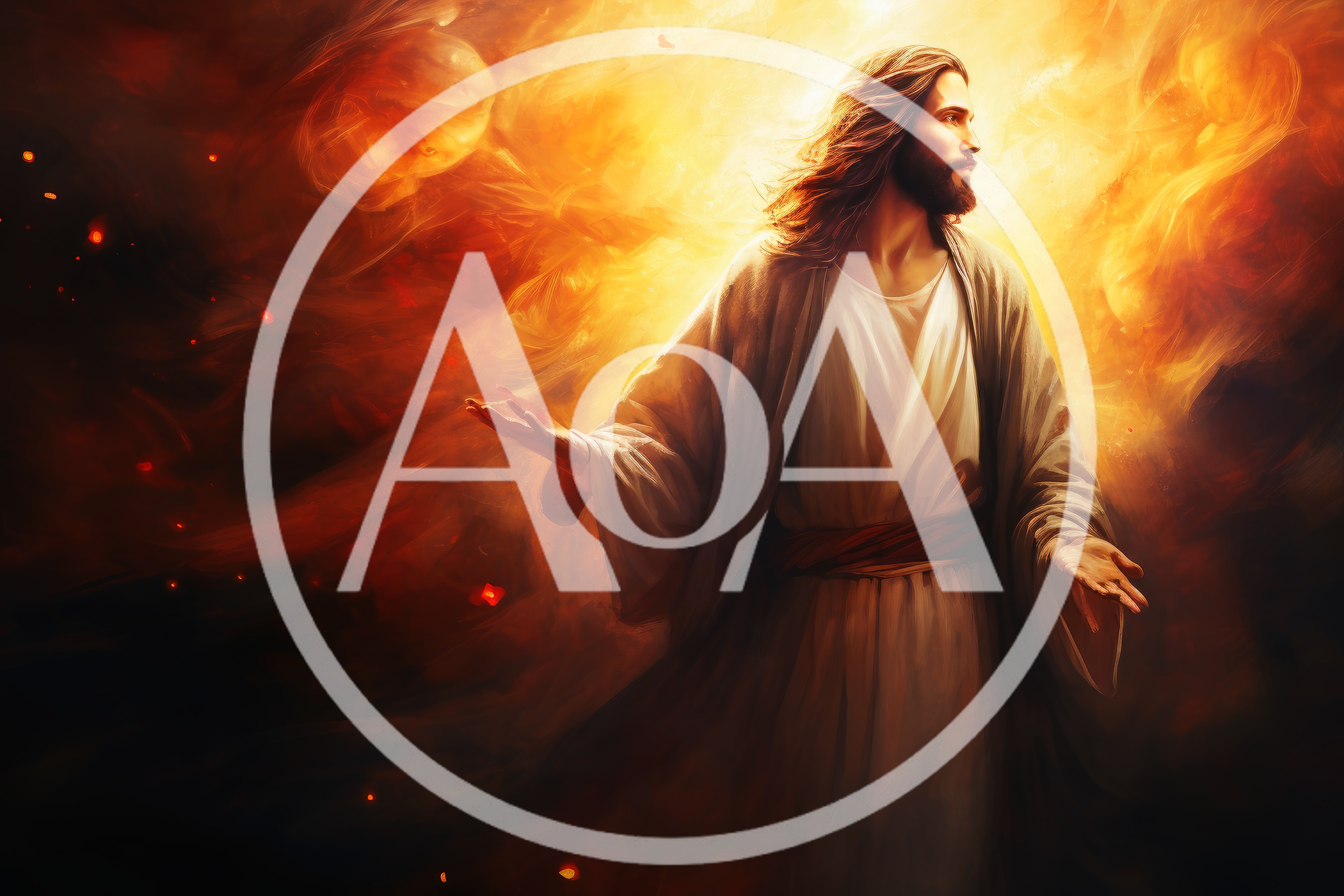 Jesus Christ Standing Amidst Radiant Golden Light