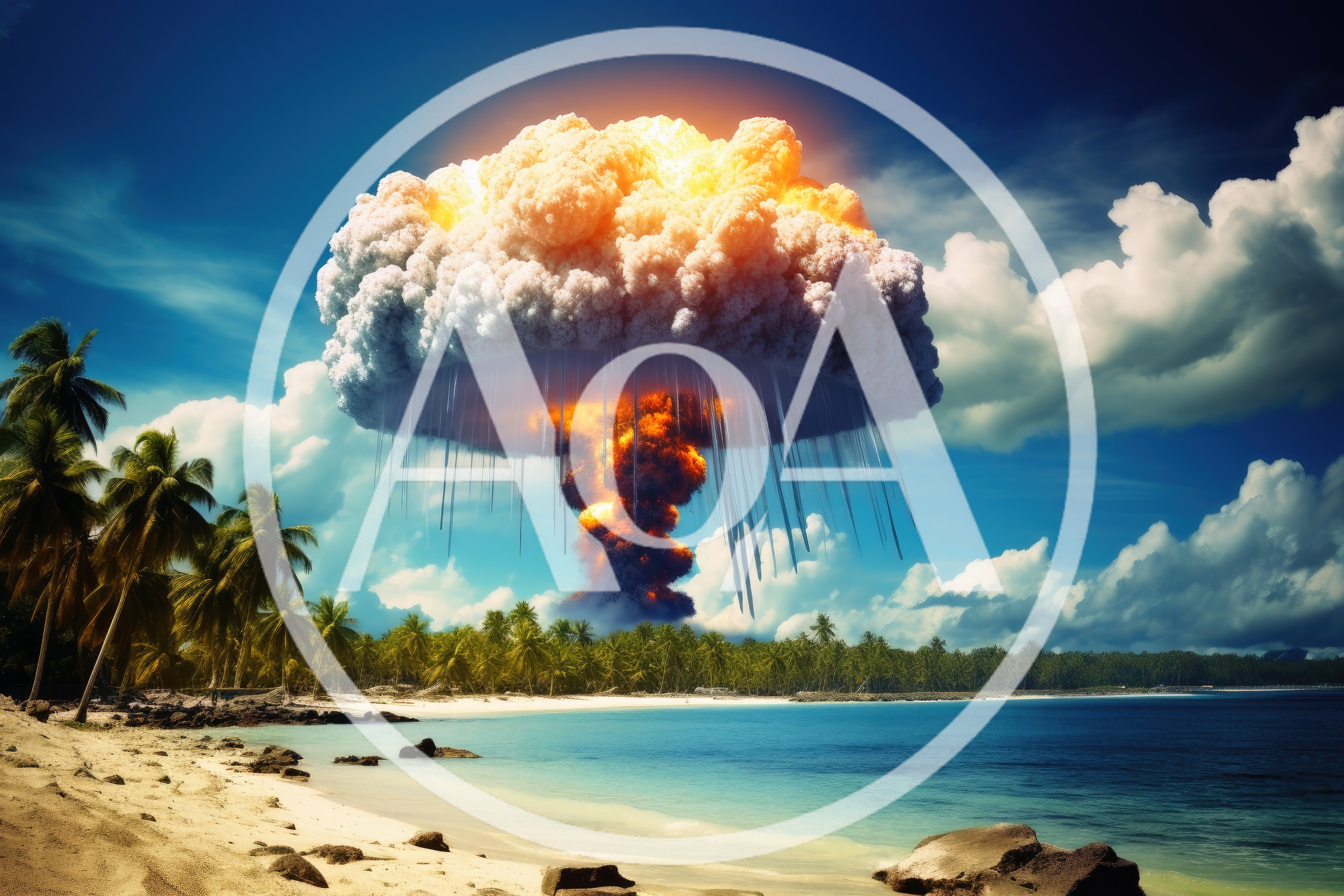 Nuclear Explosion Over A Tropical Island Beach