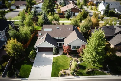 Aerial View Of A Suburban Residential House