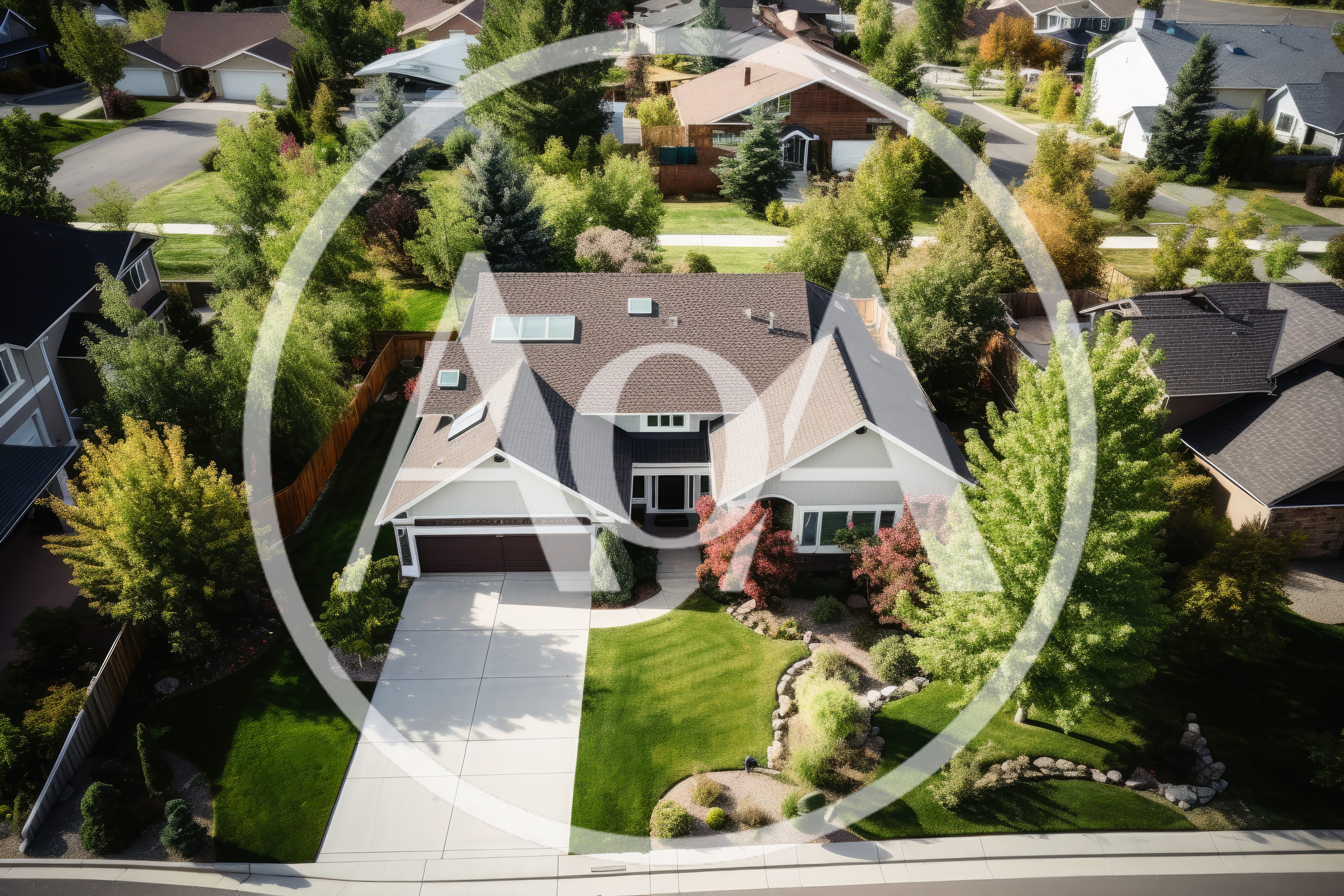 Aerial View Of A Suburban Residential House