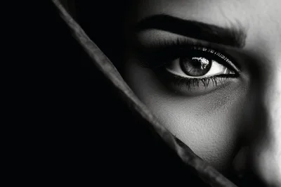 Close Up Portrait Of A Woman With Intense Eye