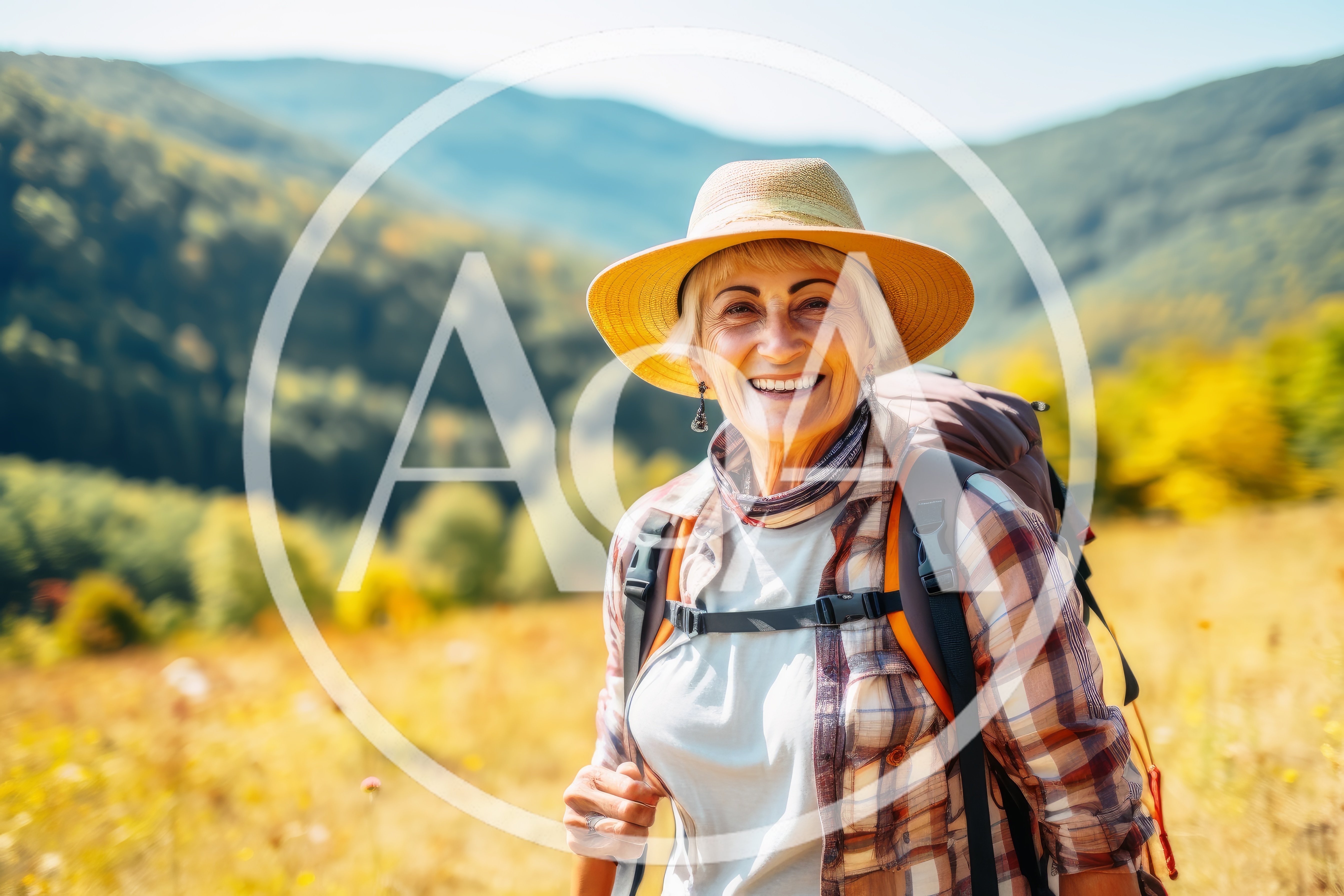 Senior Woman Hiking In The Mountains