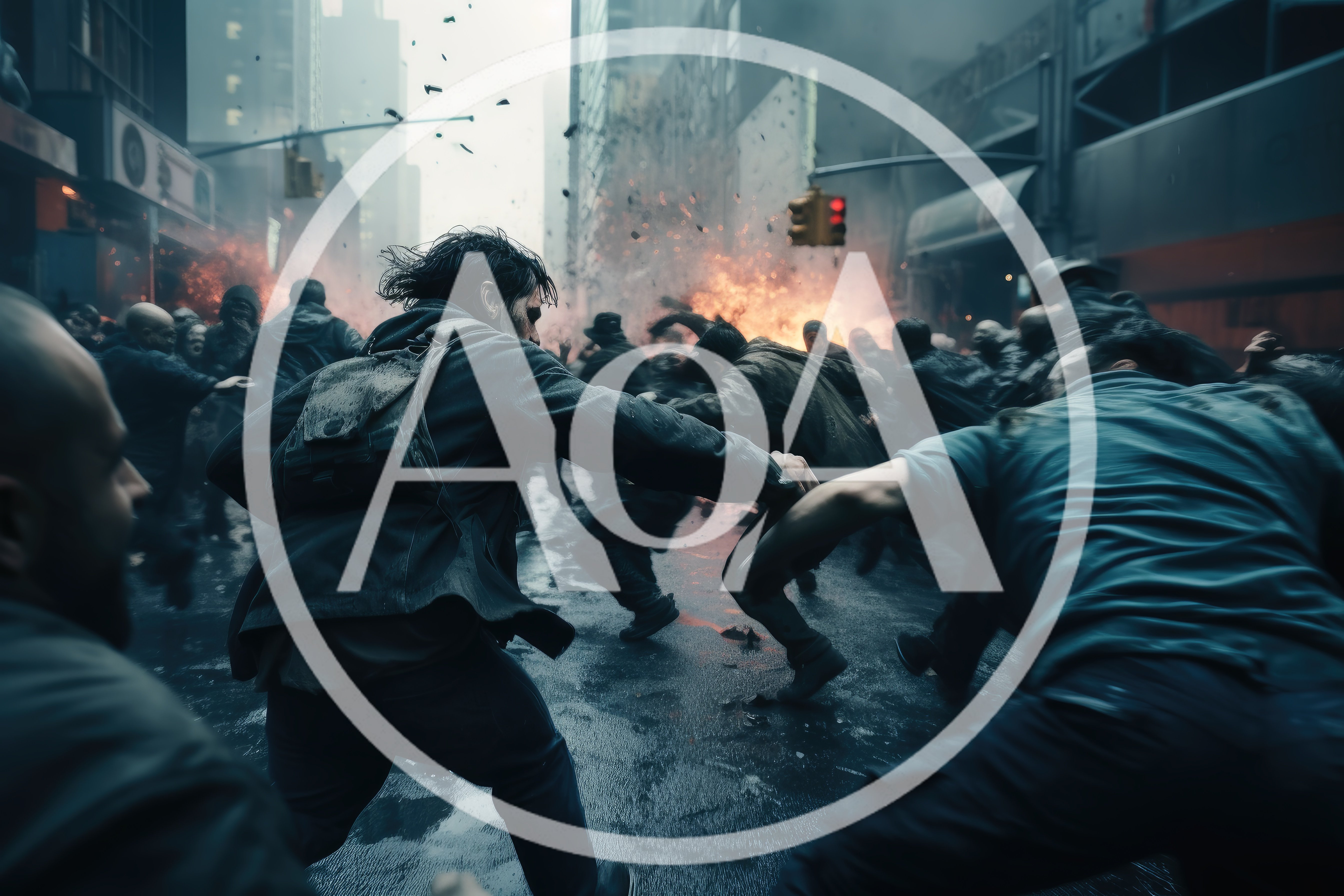 Chaotic Street Riot With People Fighting In City