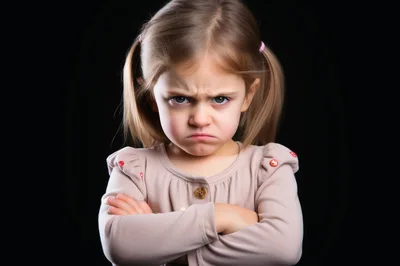 Angry Little Girl With Crossed Arms
