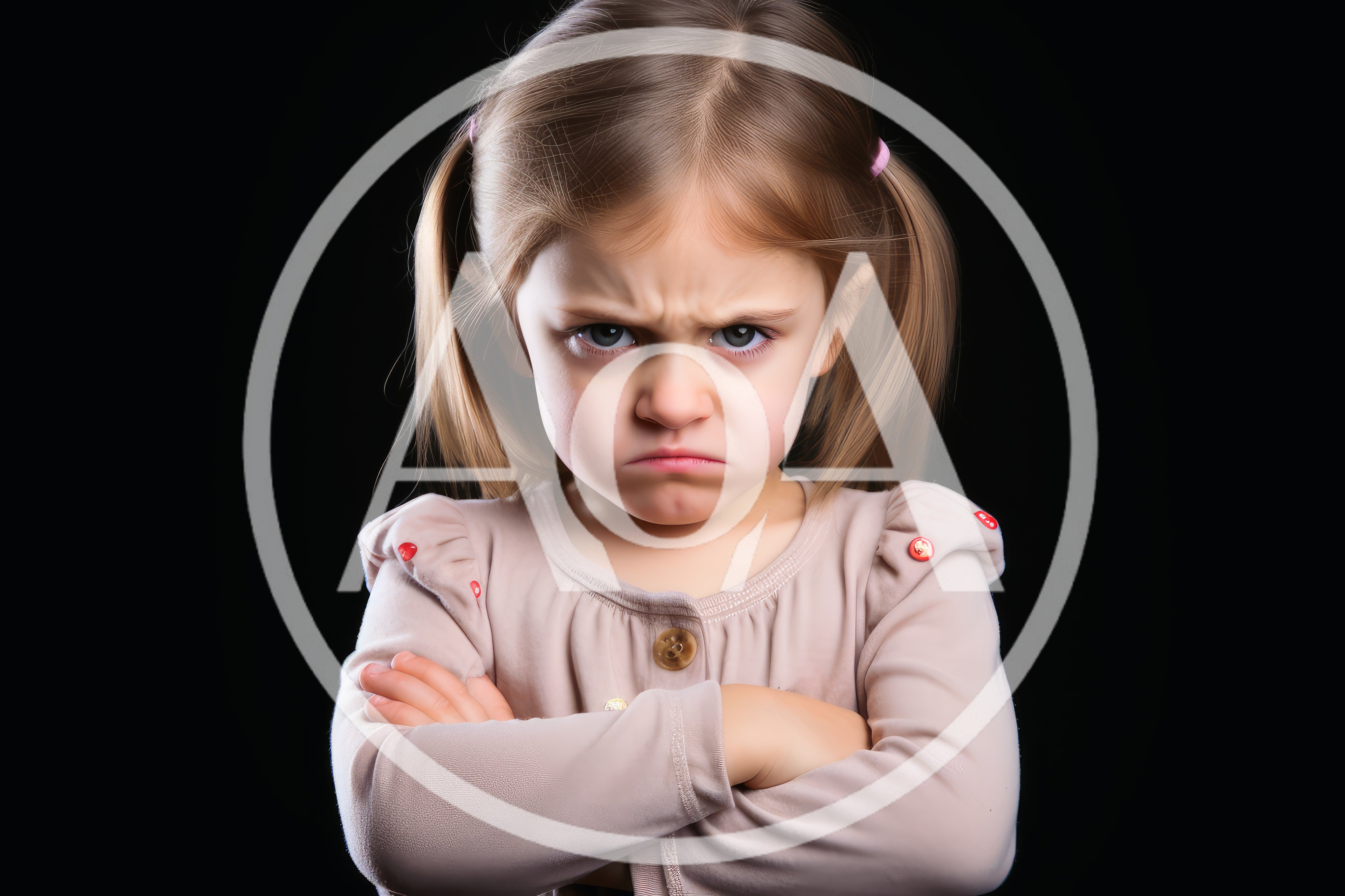 Angry Little Girl With Crossed Arms