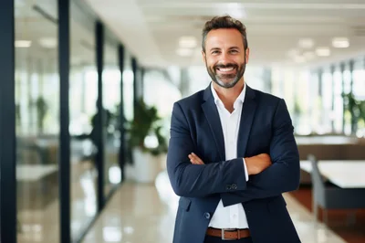 Professional Businessman Standing With Arms Crossed In Office