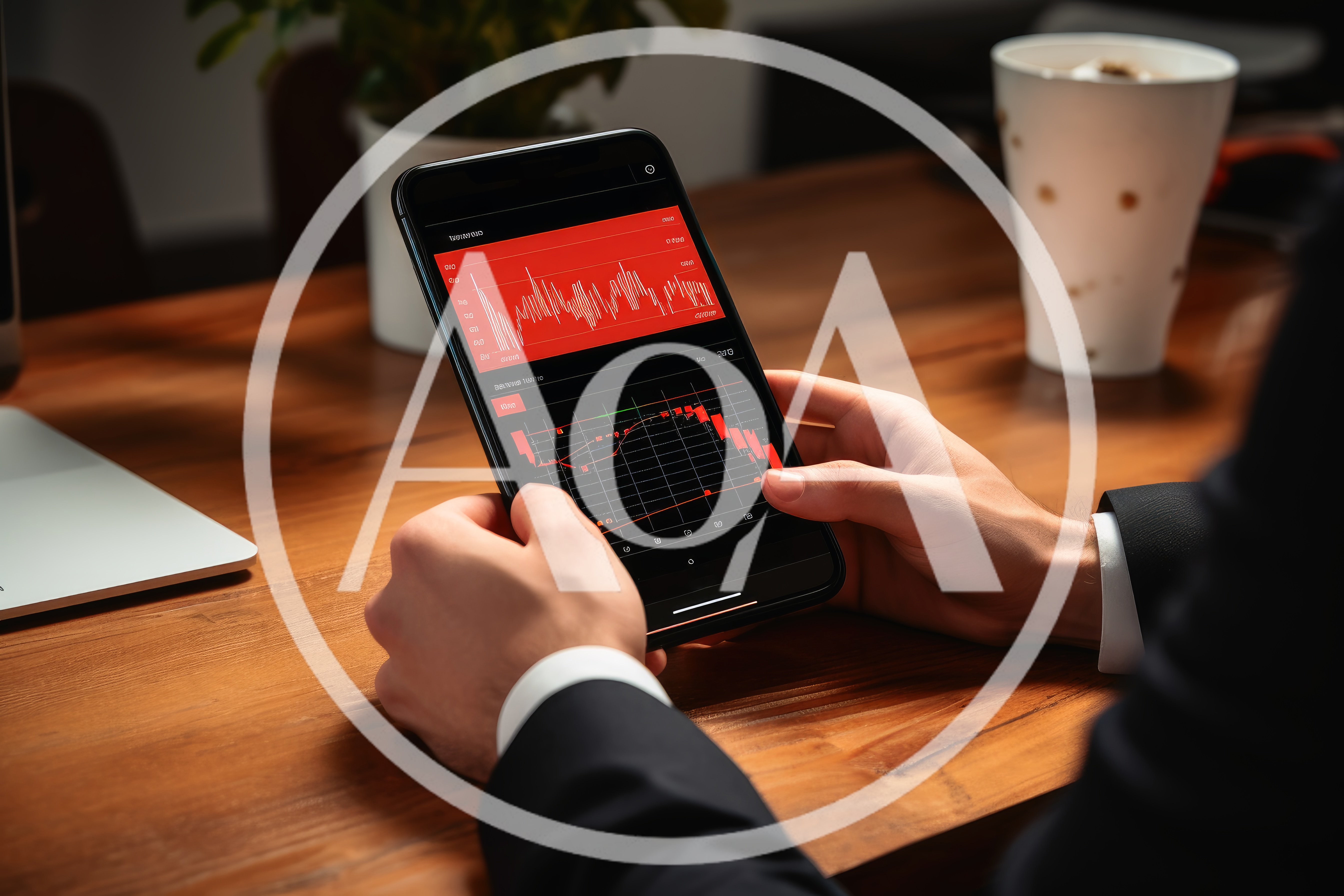 Businessman Analyzing Financial Stock Market Charts On Smartphone