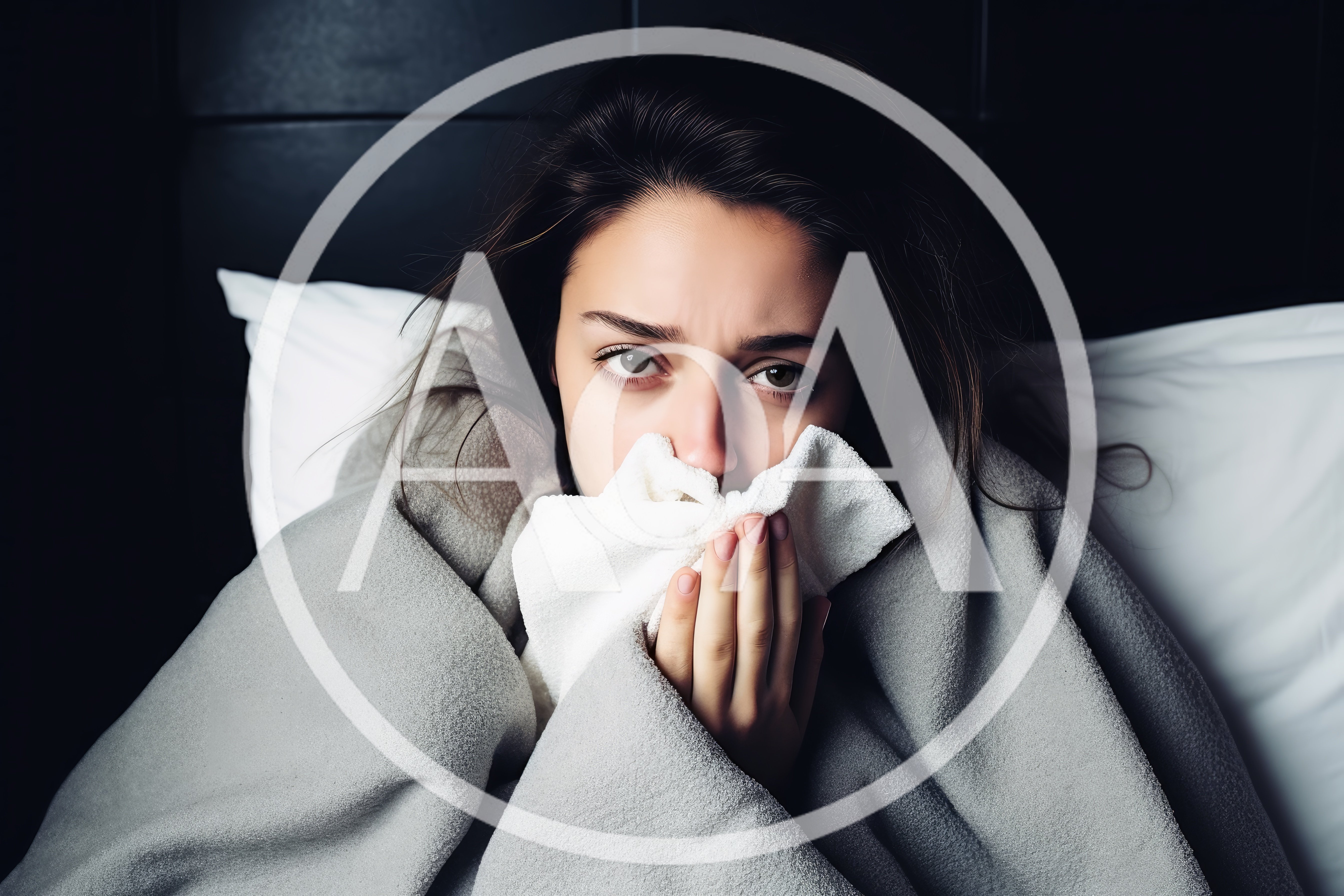 Sick Young Woman Resting In Bed With Blanket