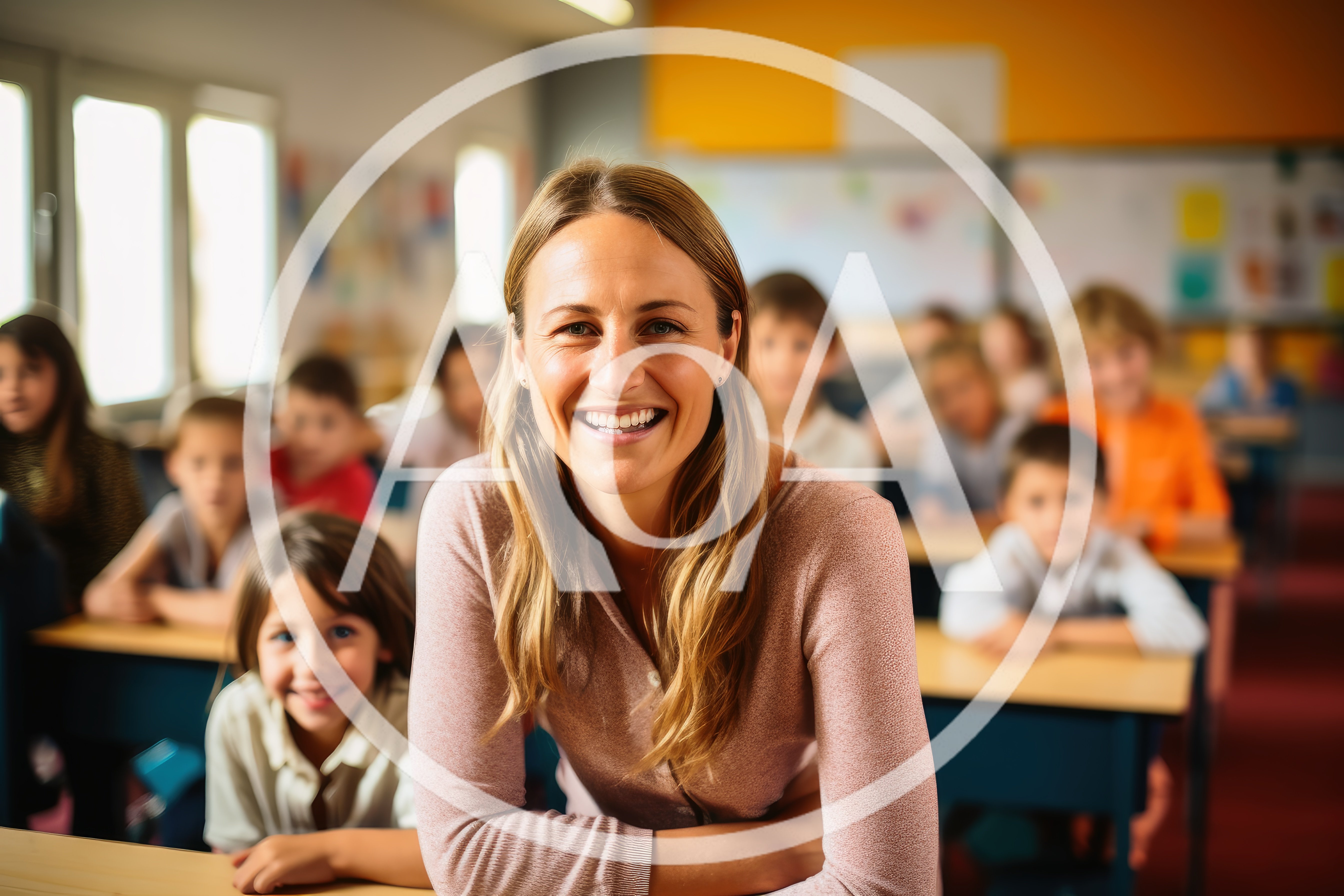 Smiling Female Teacher In A Classroom With Students