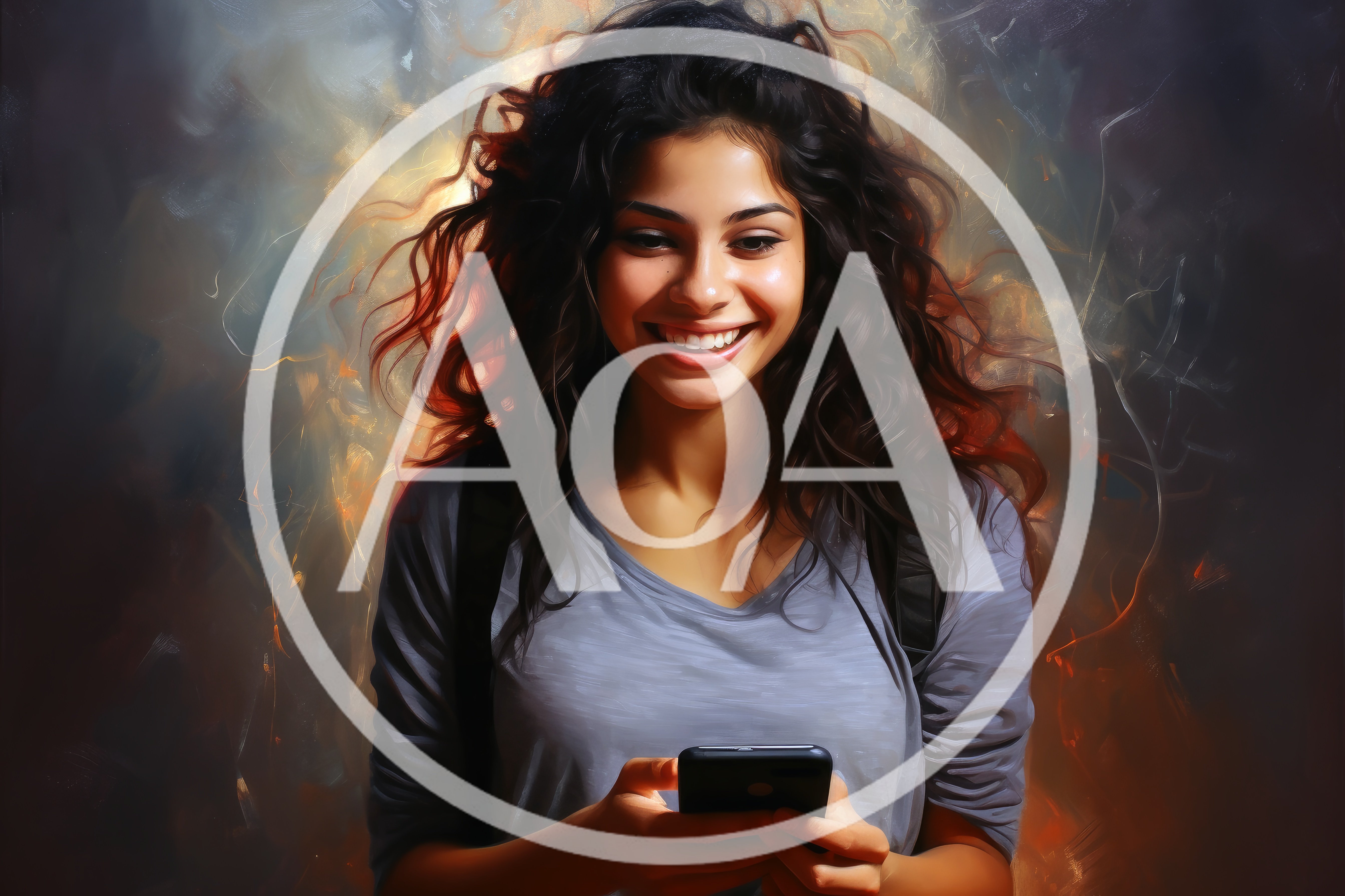 Young Woman Smiling While Using Her Smartphone