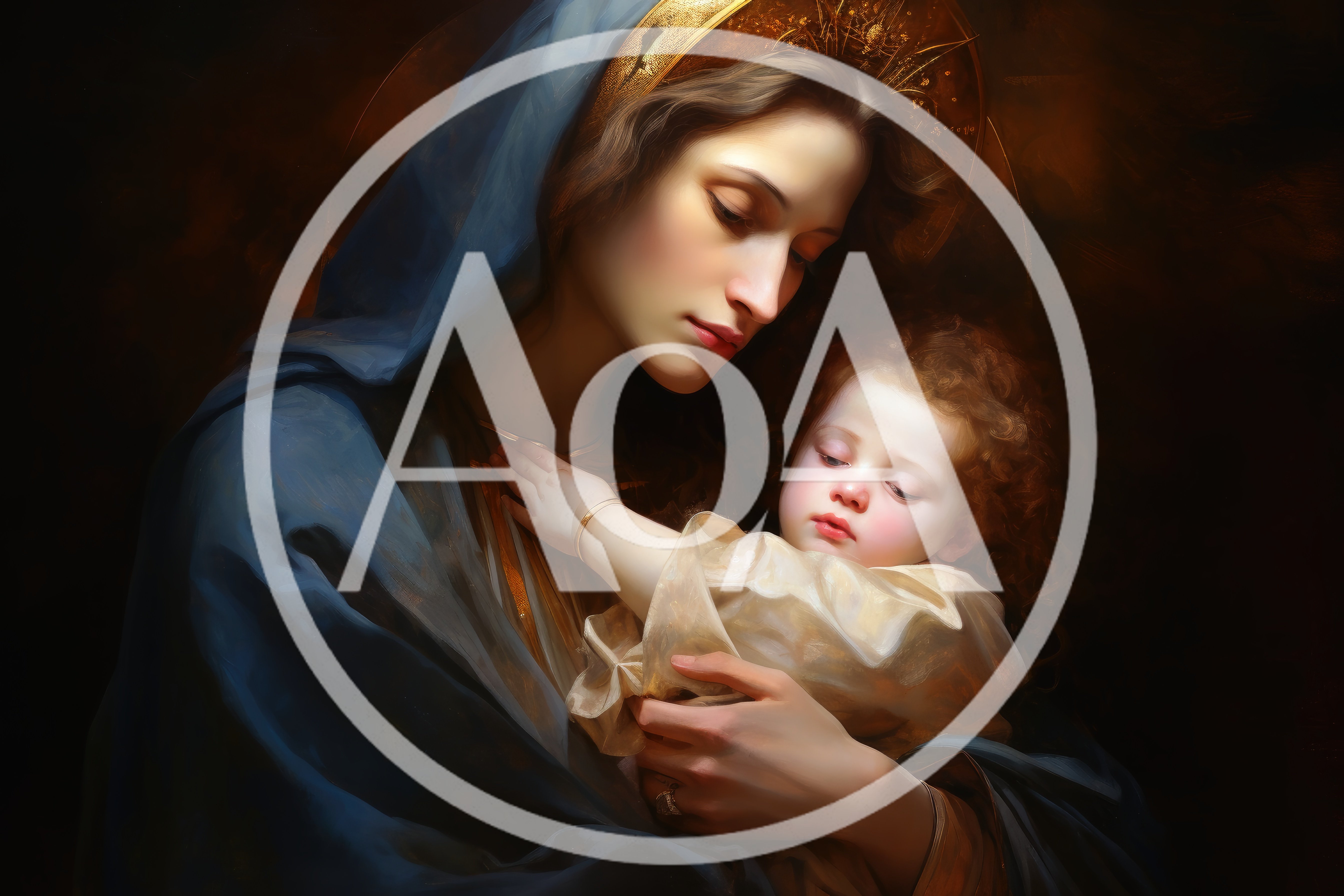 Oil Painting Of The Virgin Mary Holding Baby Jesus