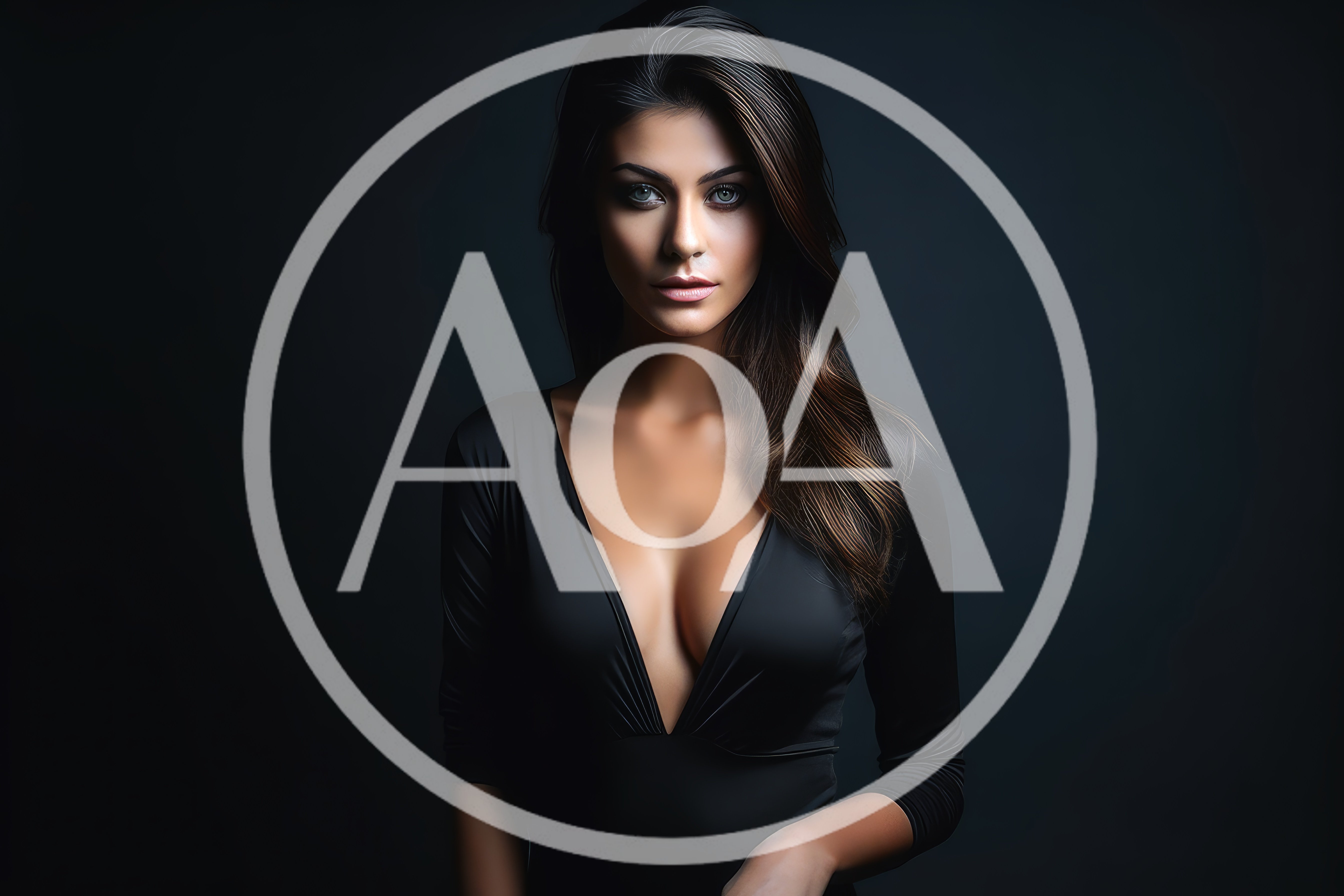 Portrait Of A Beautiful Woman In A Black Dress