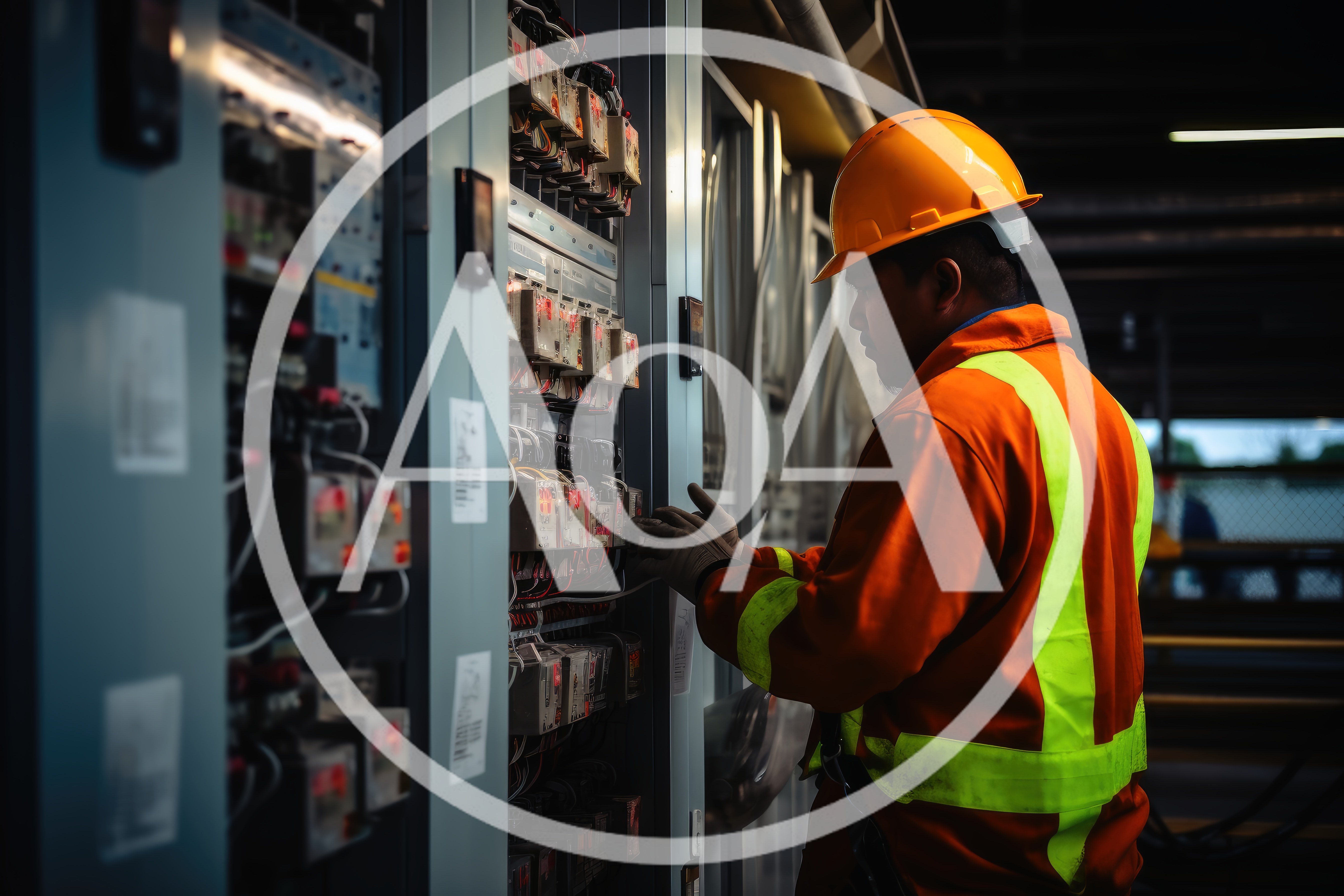 Industrial Electrician Inspecting Electrical Control Panel