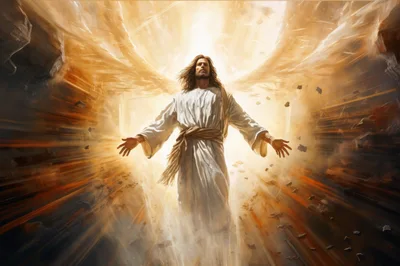 Jesus Christ Ascending In Radiant Divine Light
