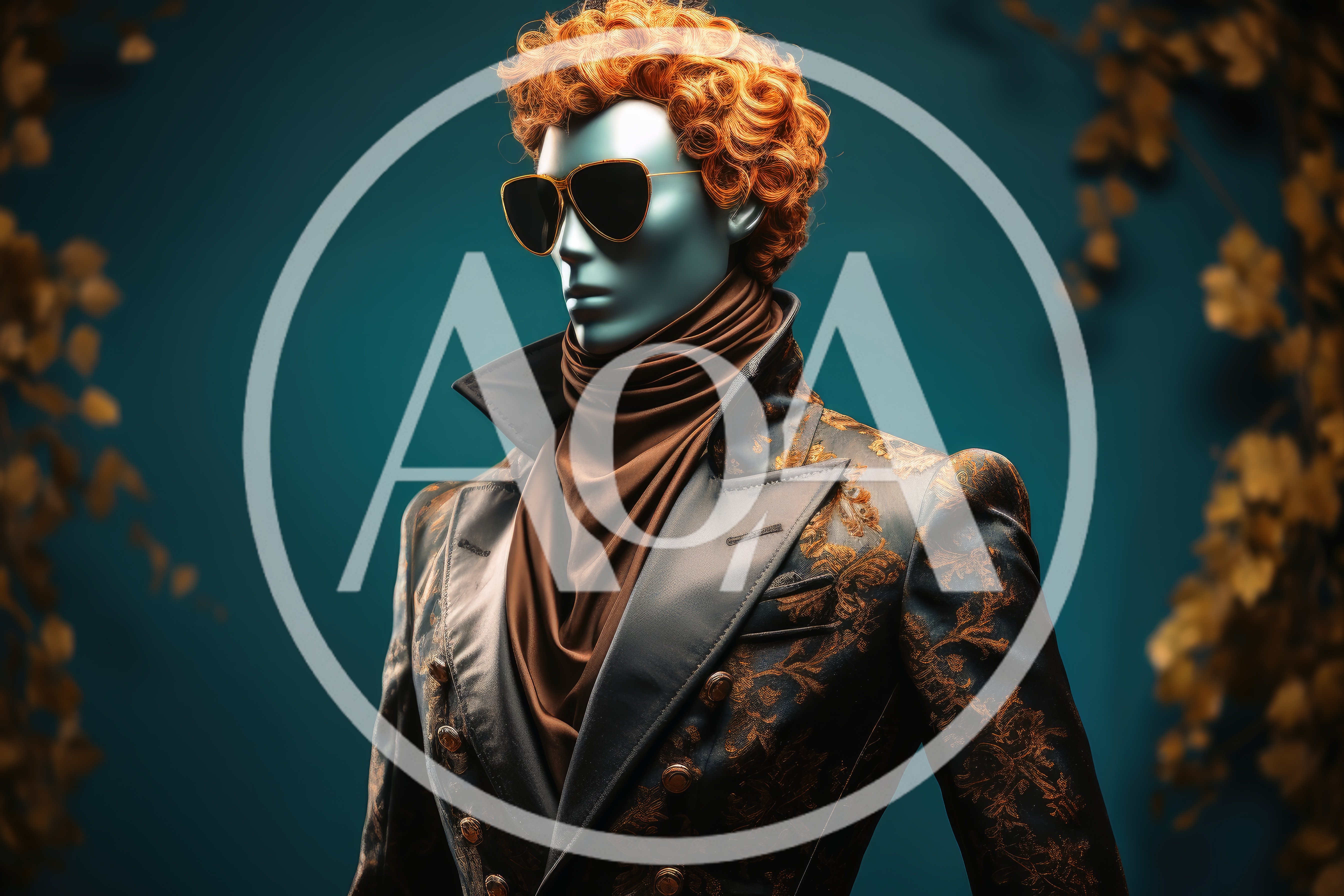 Mannequin Wearing Stylish Patterned Blazer And Sunglasses