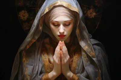 Portrait Of A Woman Praying In Renaissance Style