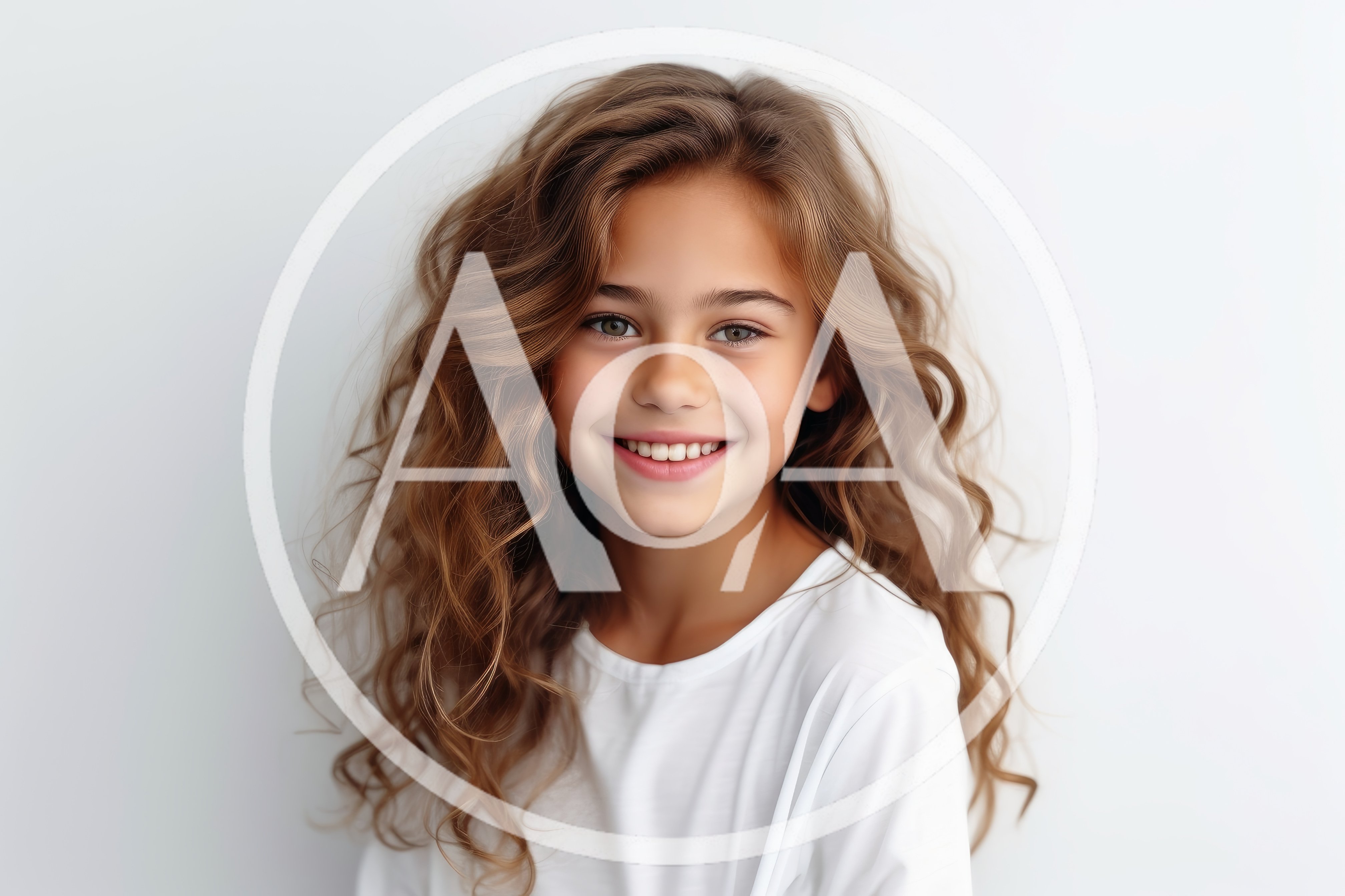 Portrait Of A Smiling Young Girl With Curly Hair