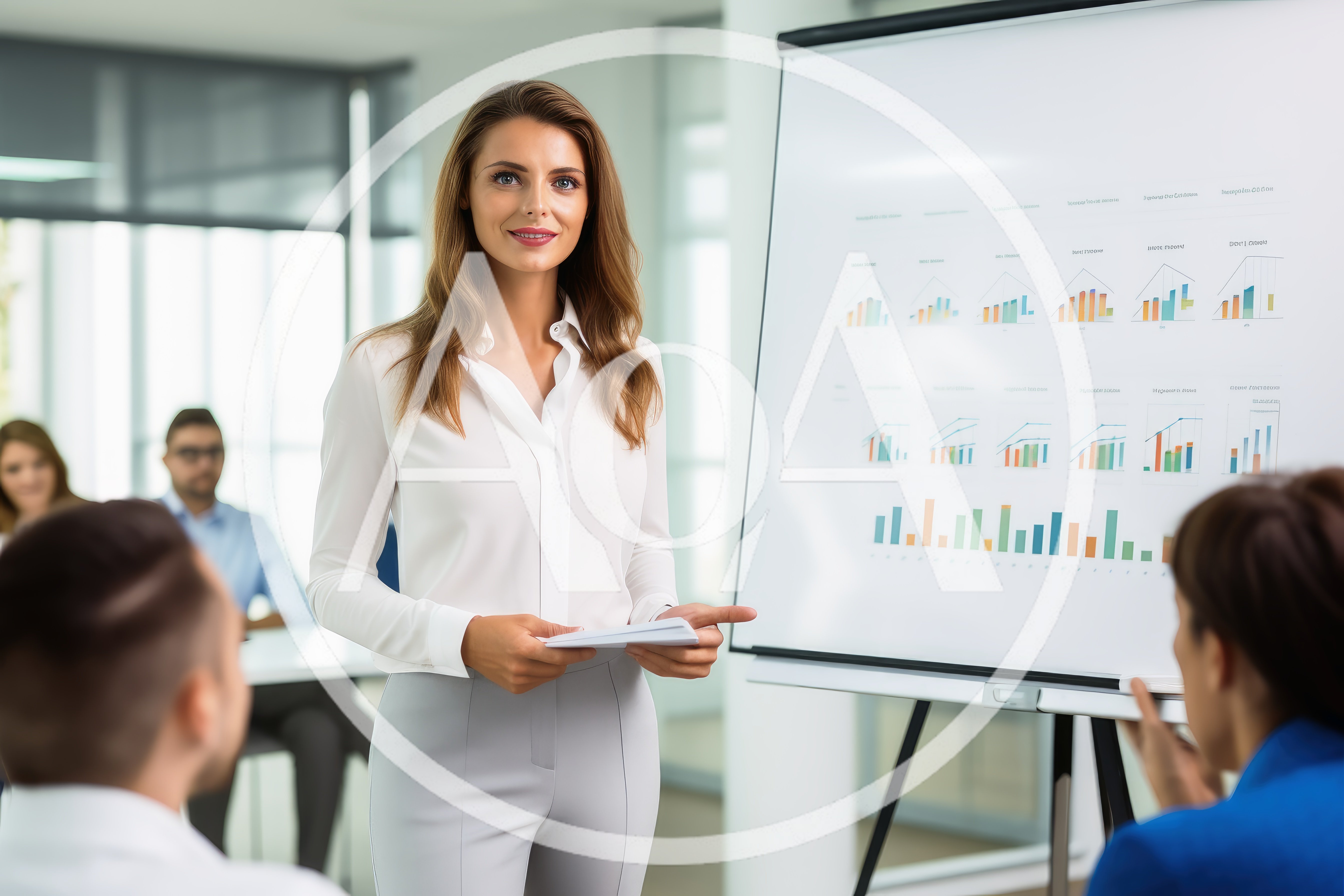 Professional Businesswoman Presenting Data Charts In Office Meeting