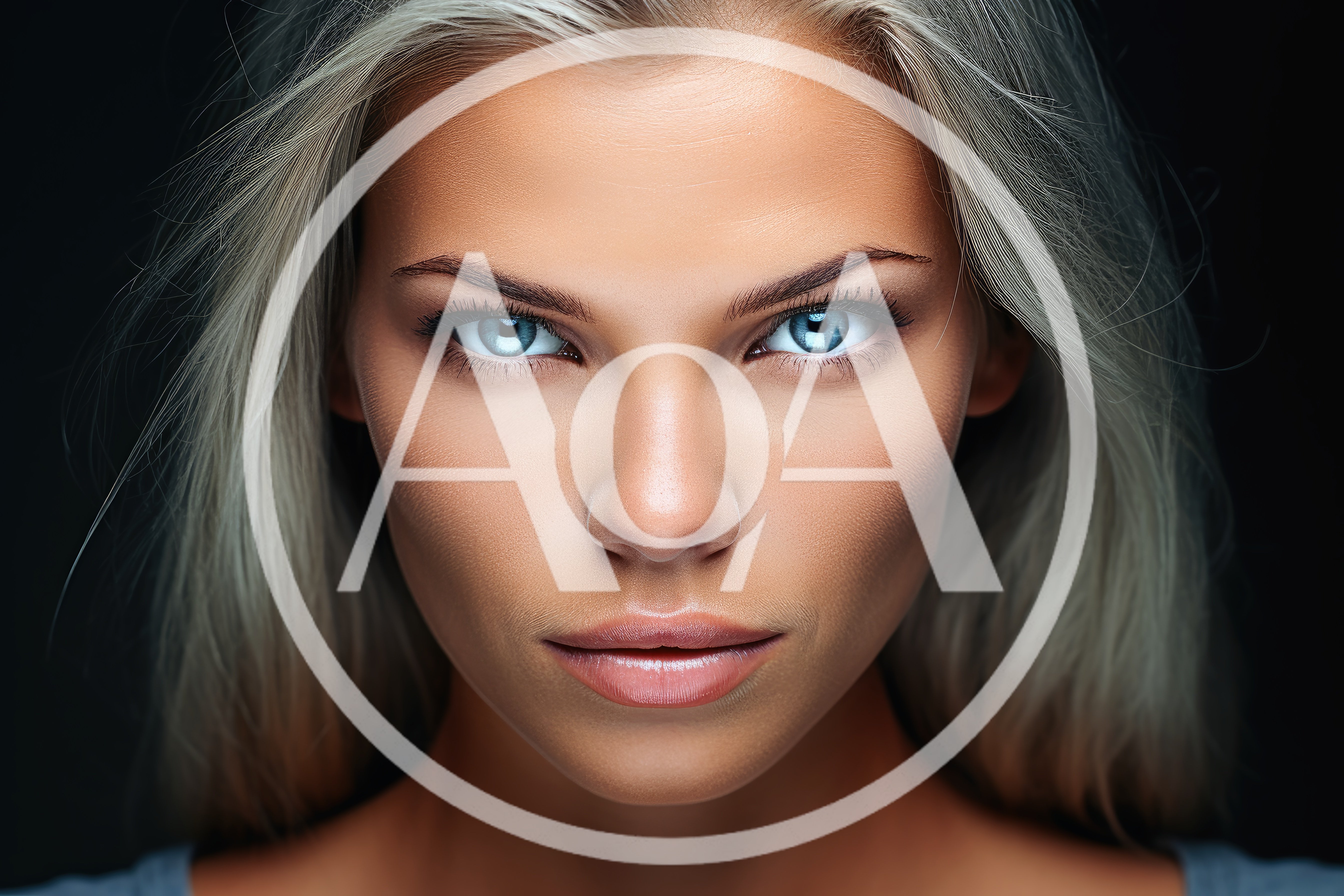 Portrait Of A Beautiful Woman With Piercing Blue Eyes