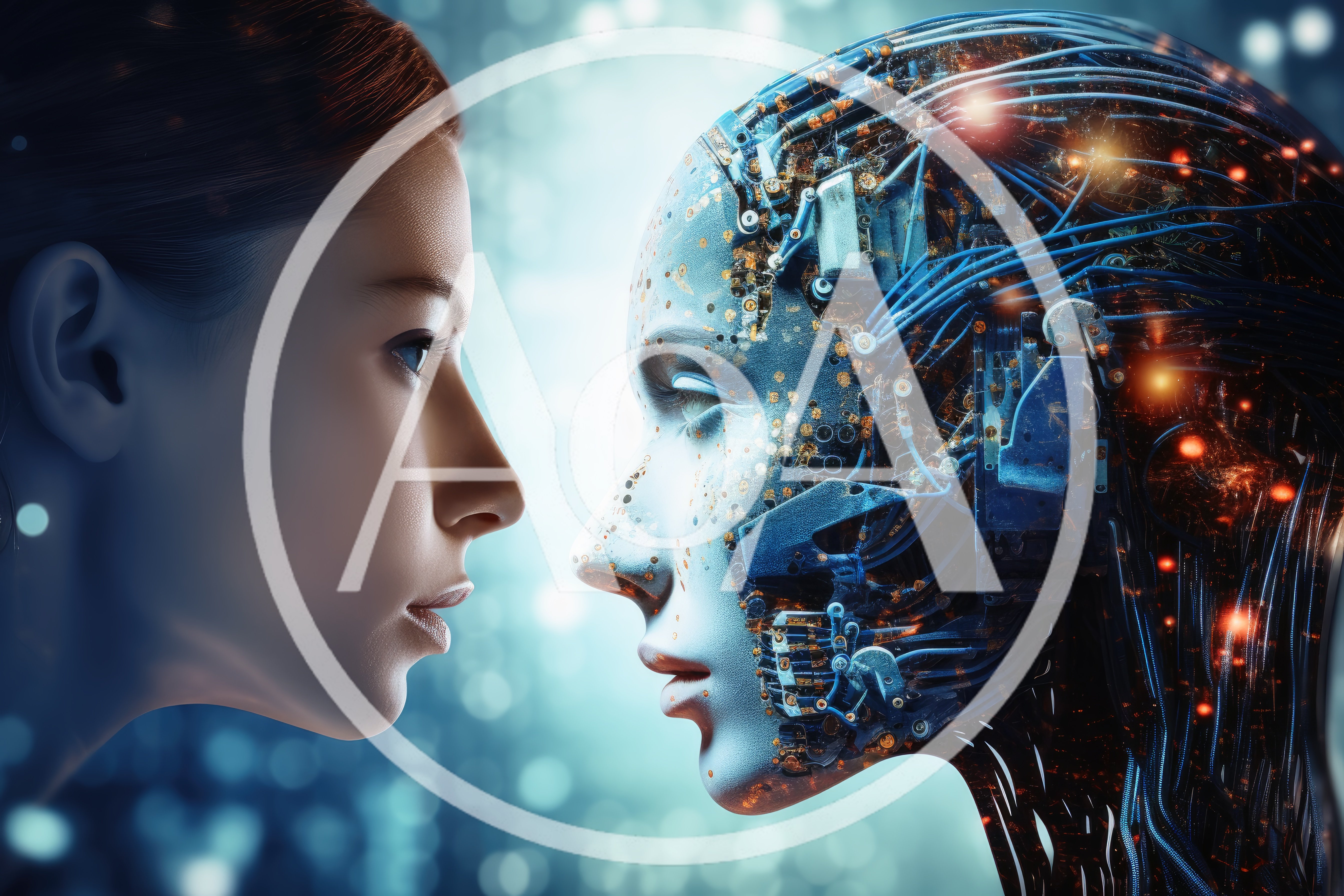 Human Face Confronting A Complex Robotic Android Head