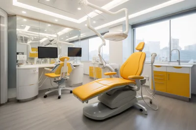 Modern Dental Clinic Office With Yellow Patient Chair