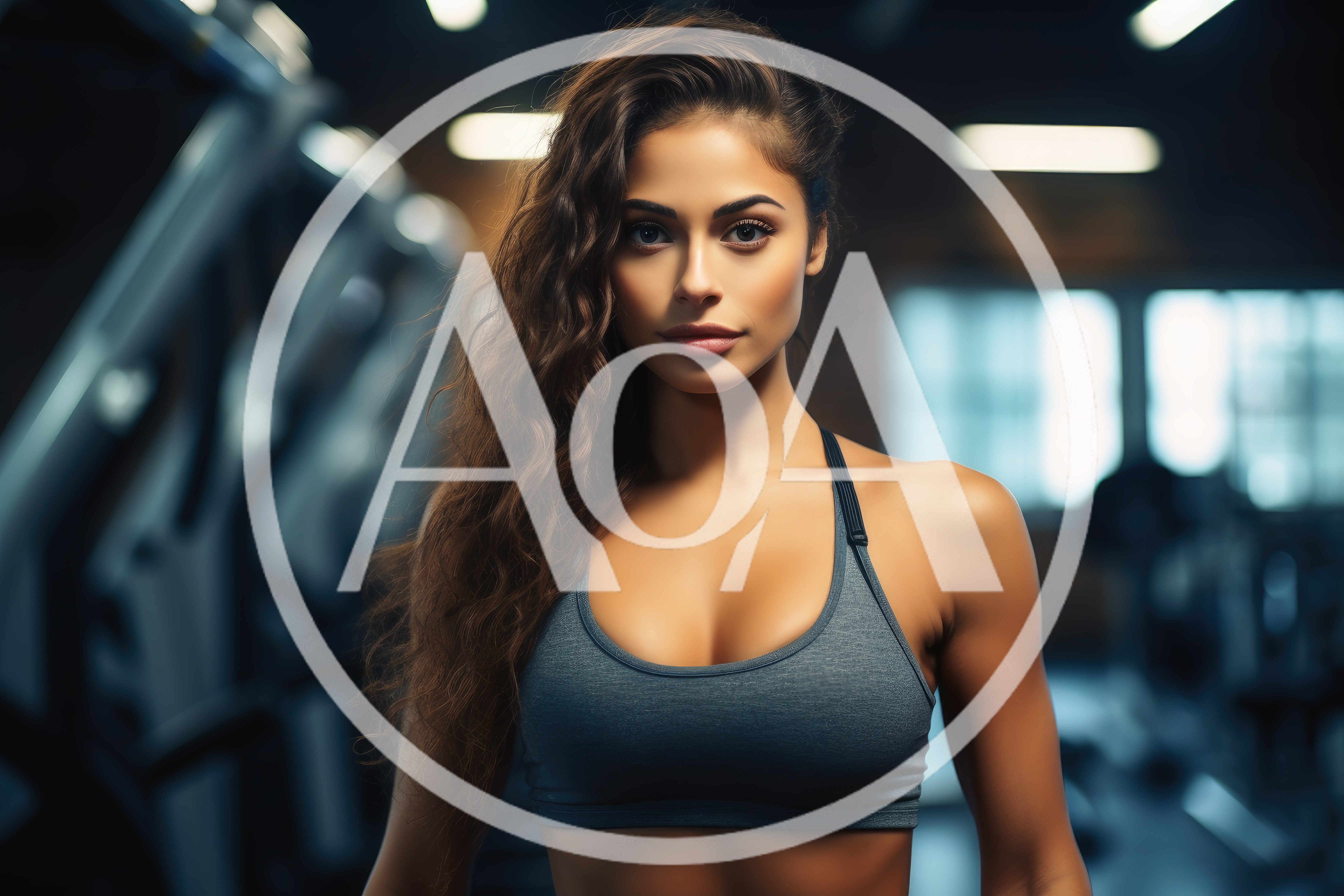 Fit Woman With Long Wavy Hair In A Gym