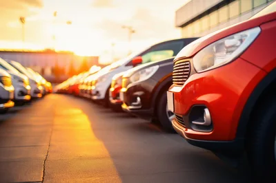 Rows Of New Cars At A Dealership Lot