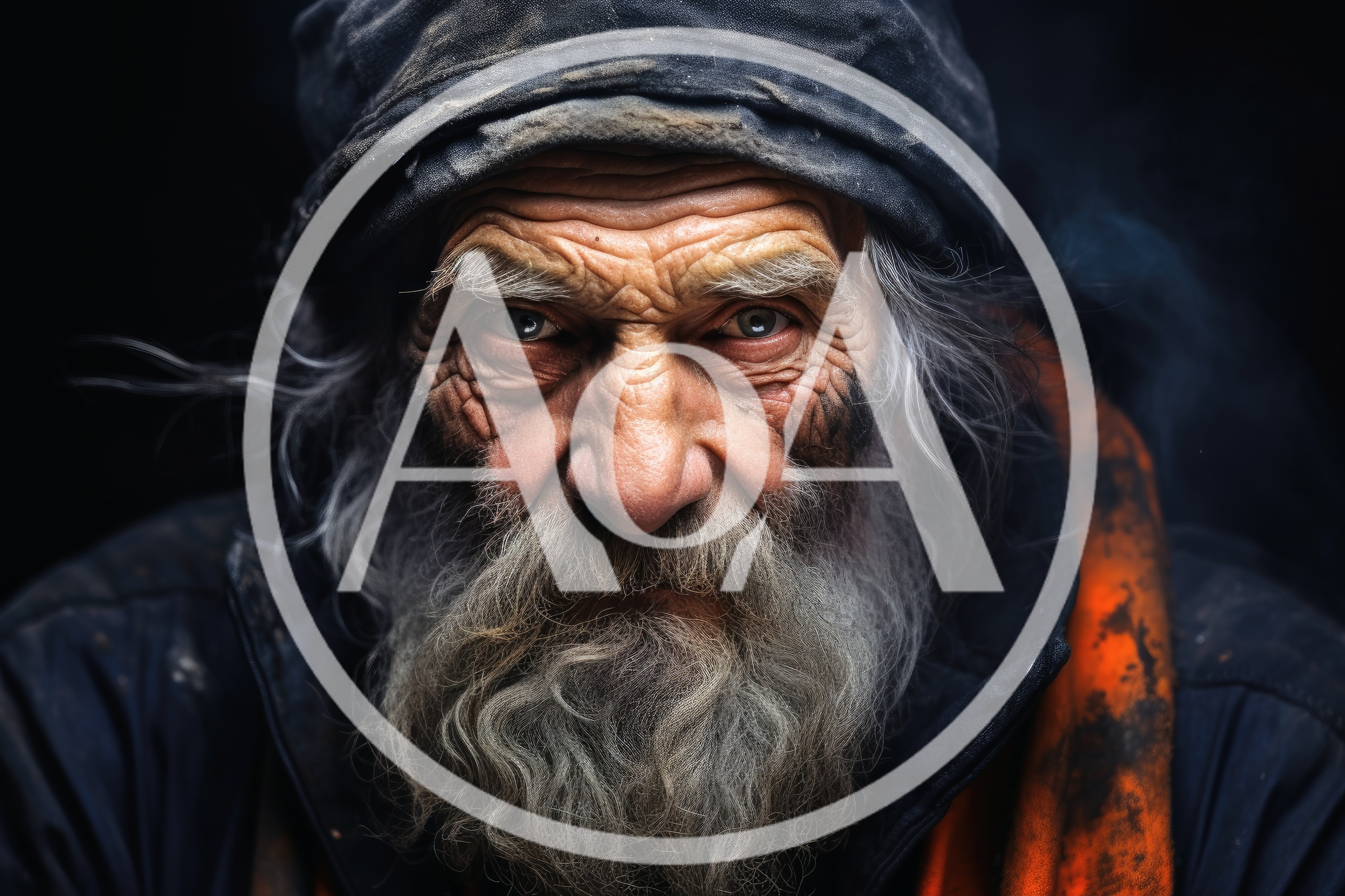 Portrait Of An Elderly Homeless Man With Weathered Features
