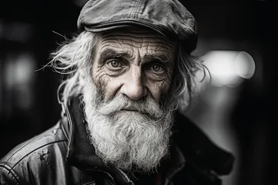 Portrait Of An Elderly Man With A Weathered Face