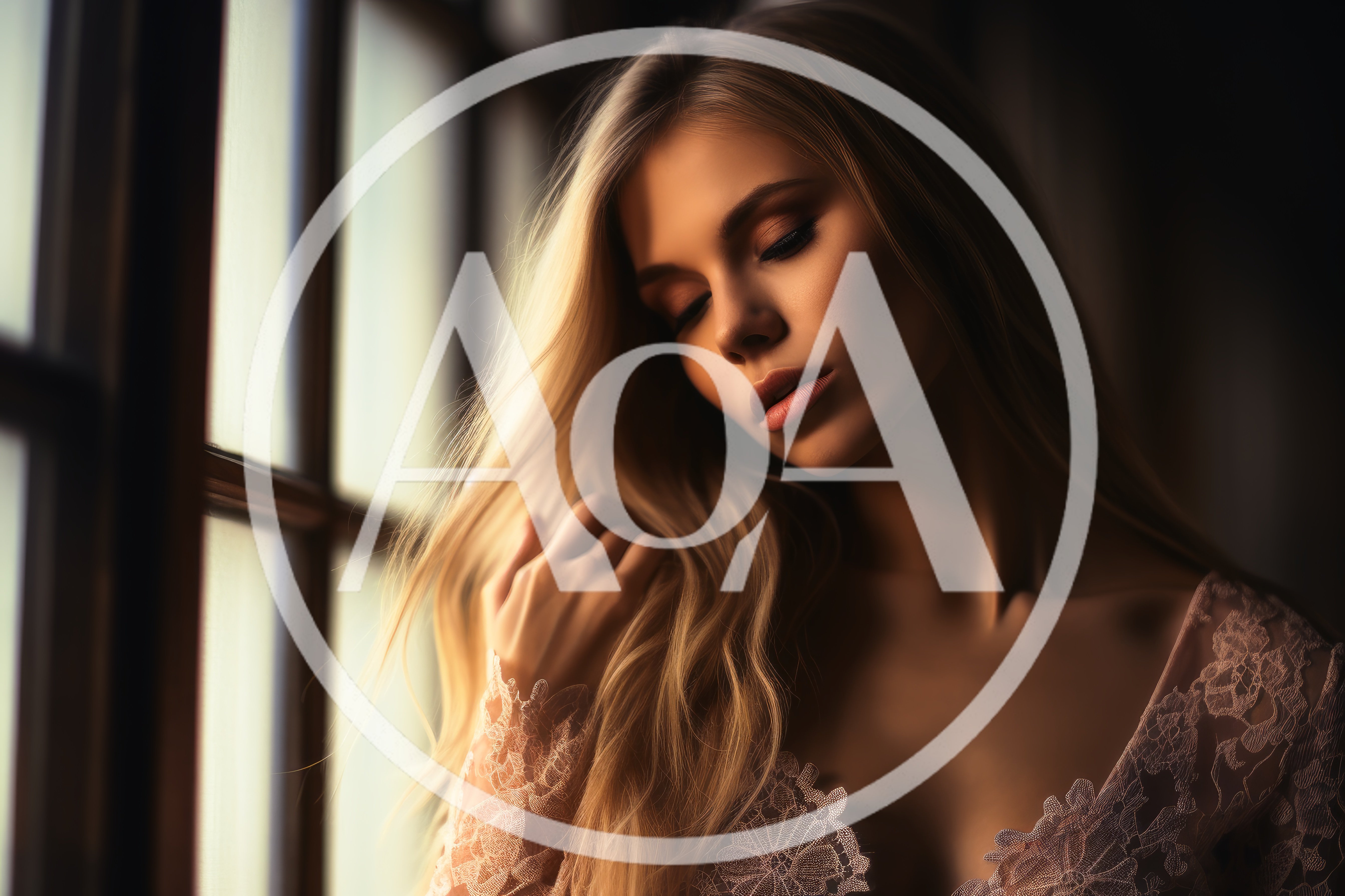 Portrait Of A Beautiful Blonde Woman Near A Window