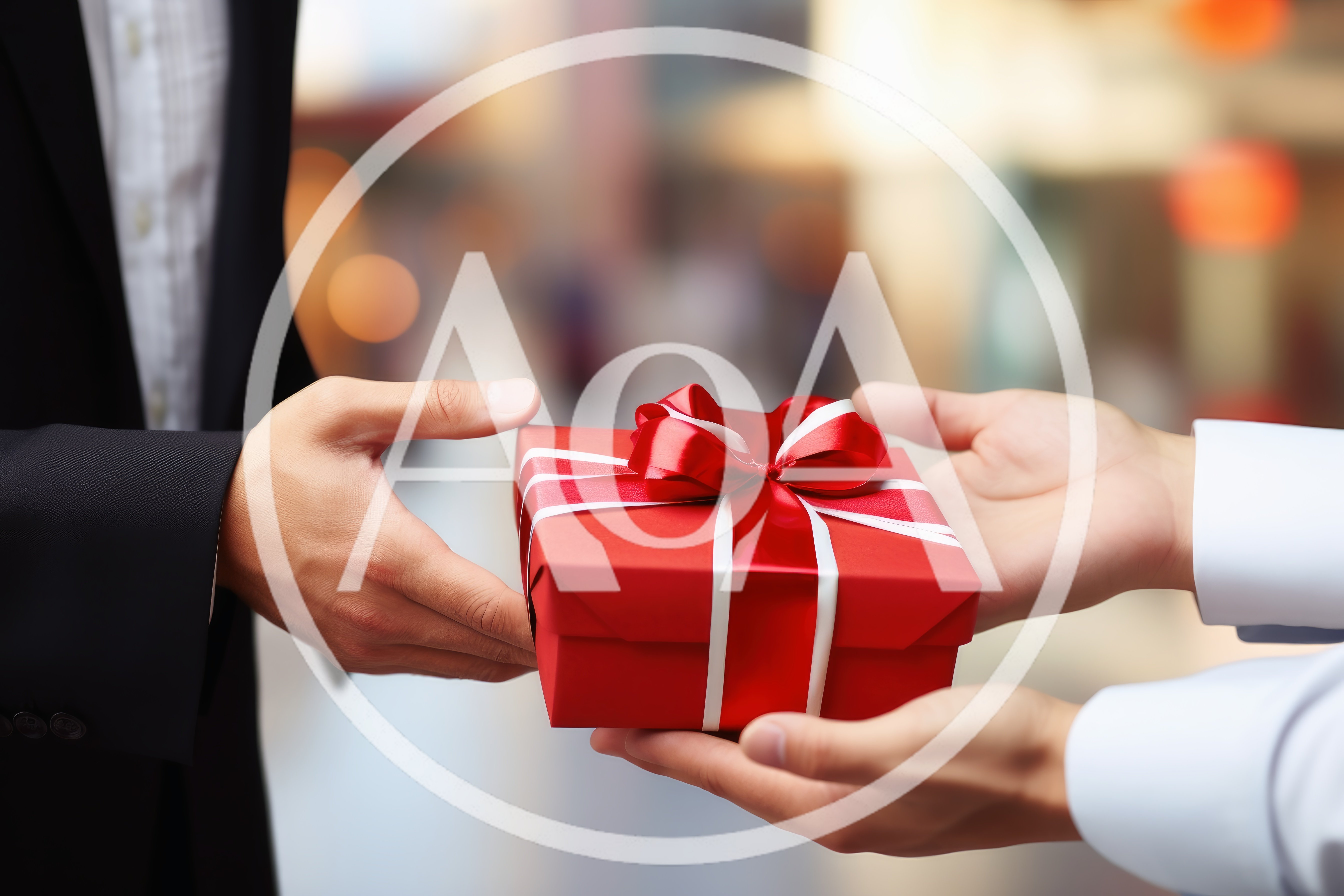 Business Person Handing A Red Gift Box