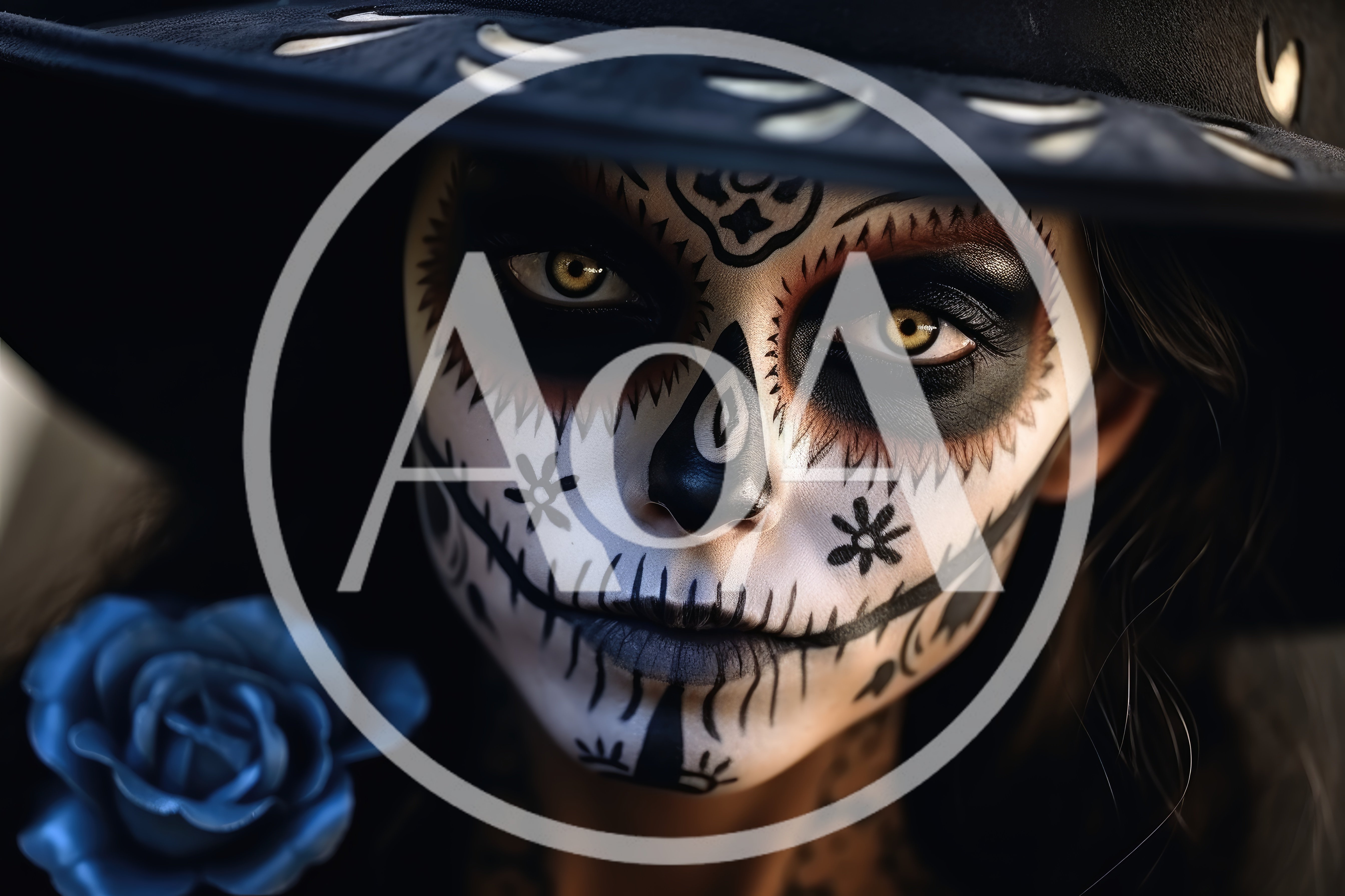 Woman Wearing Elaborate Day Of The Dead Makeup
