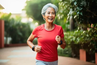Active Senior Woman Jogging Outdoors