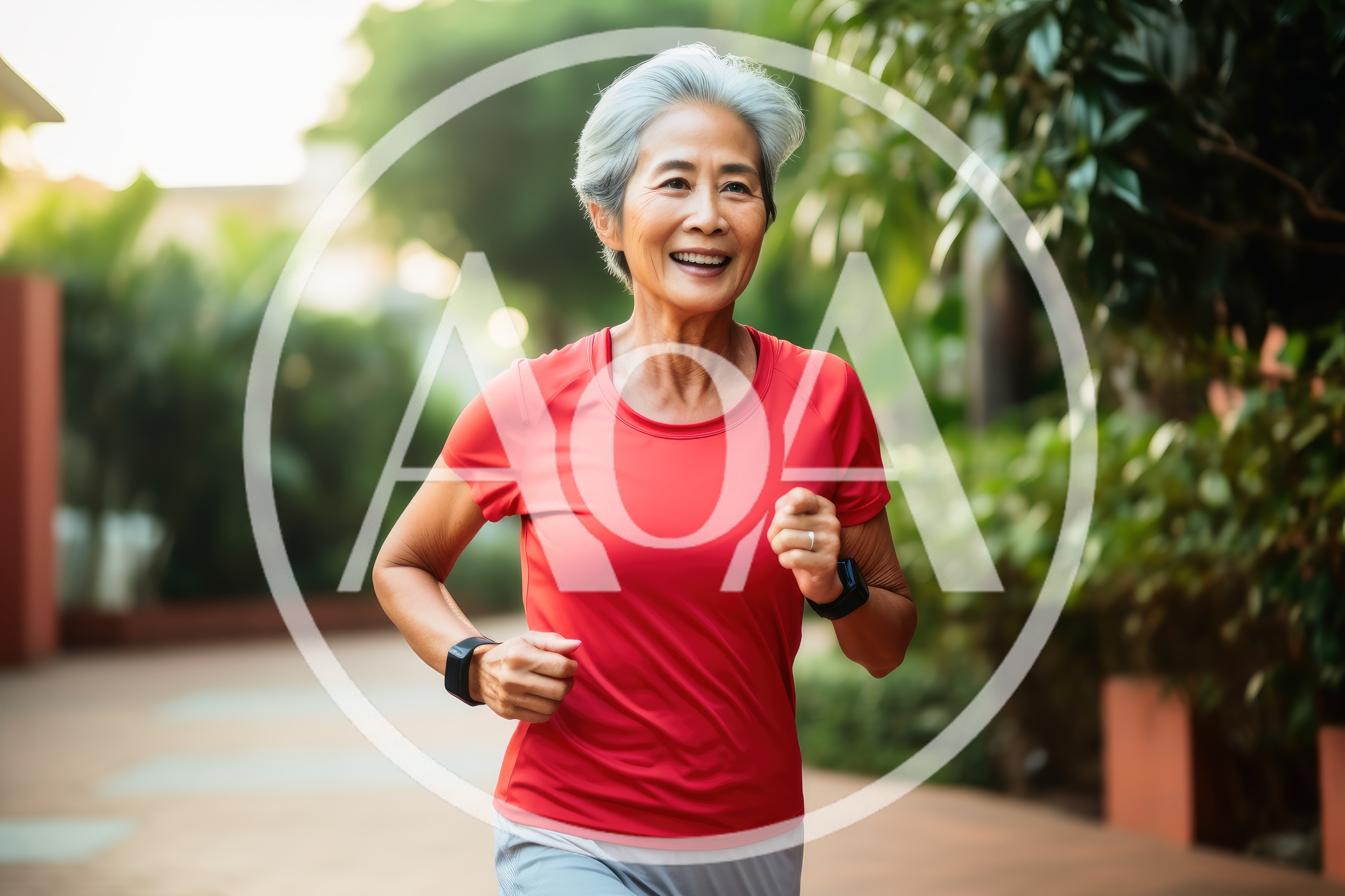 Active Senior Woman Jogging Outdoors