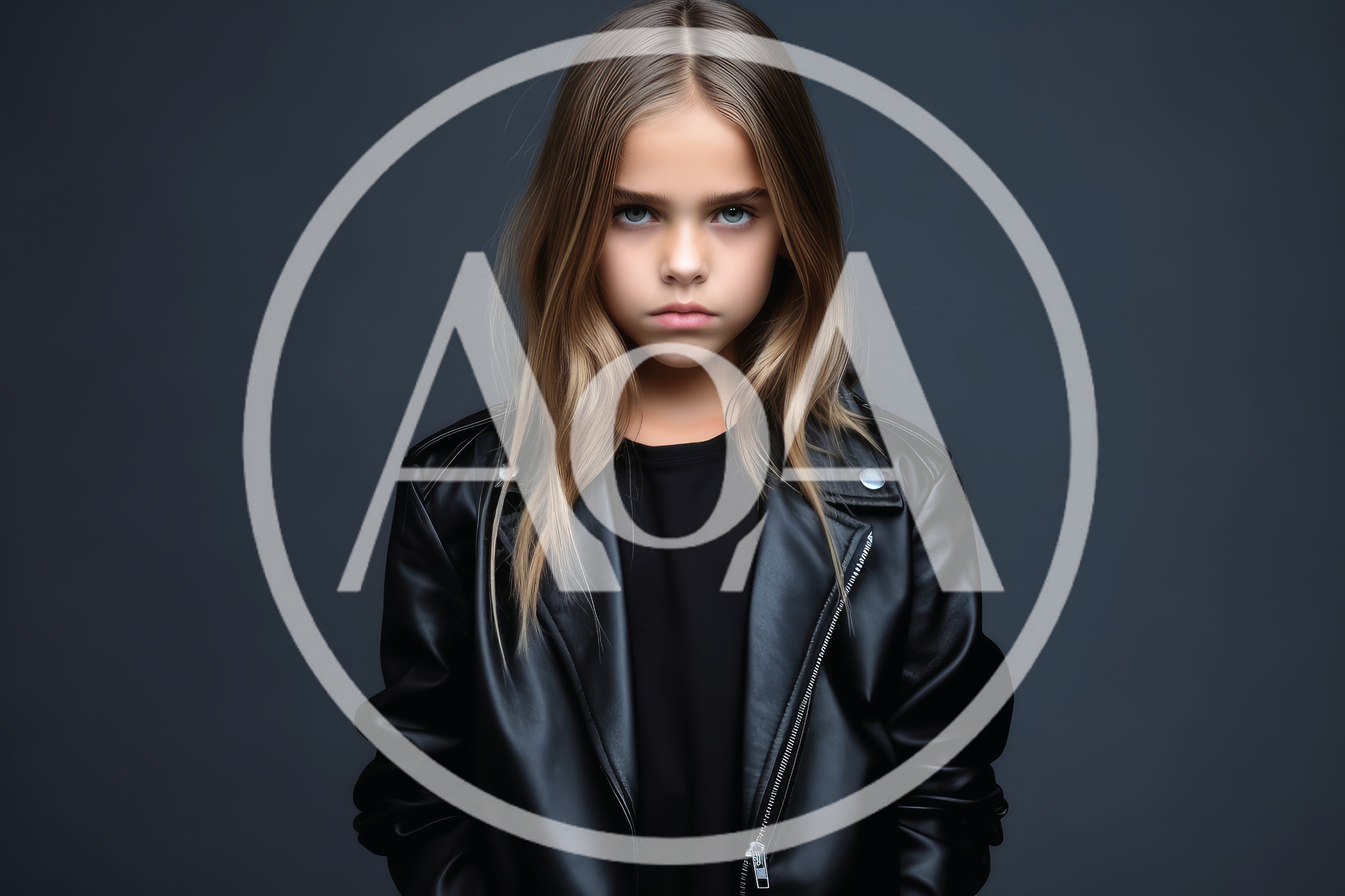 Portrait Of A Serious Young Girl In Leather Jacket