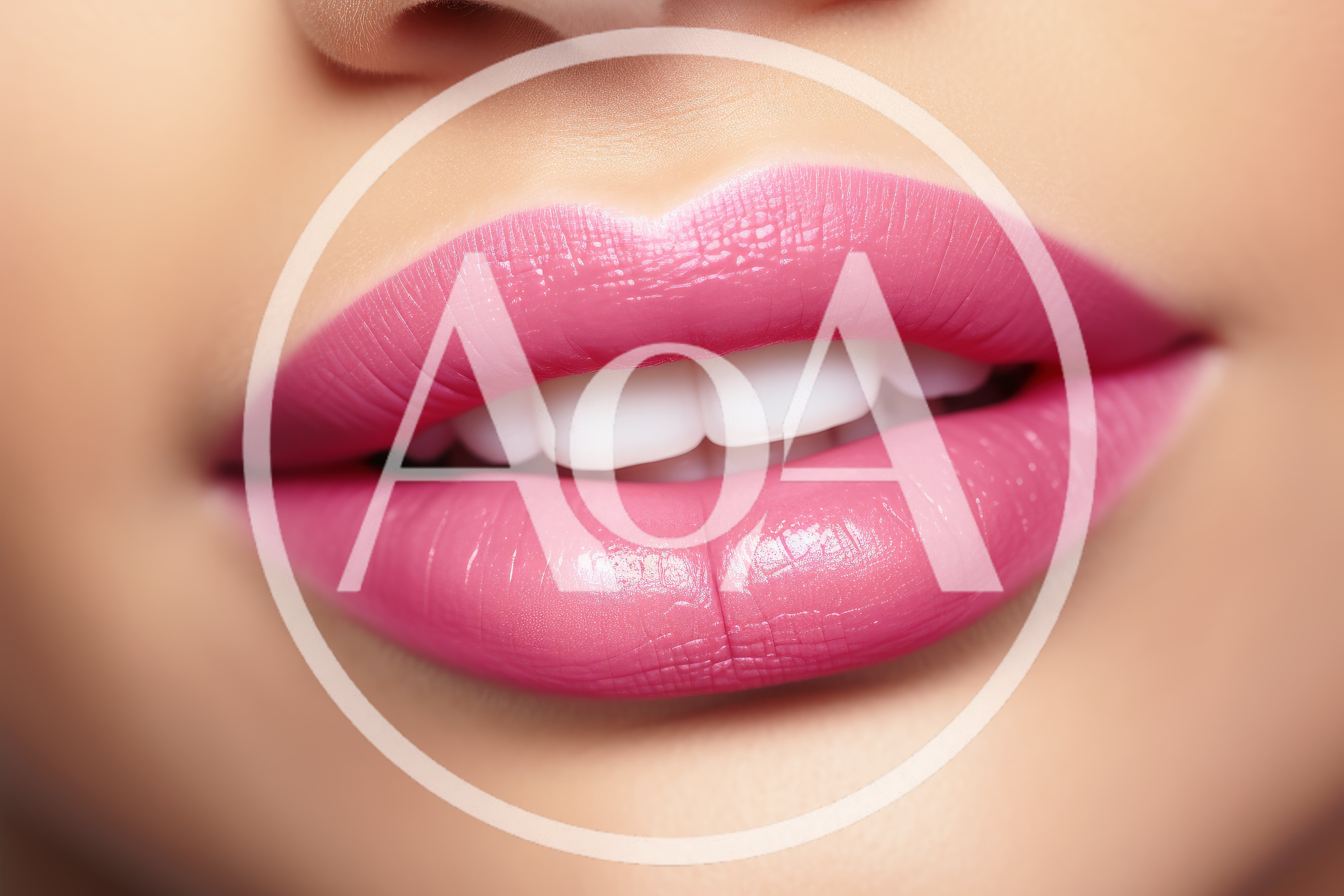 Close Up Of Woman With Pink Lipstick