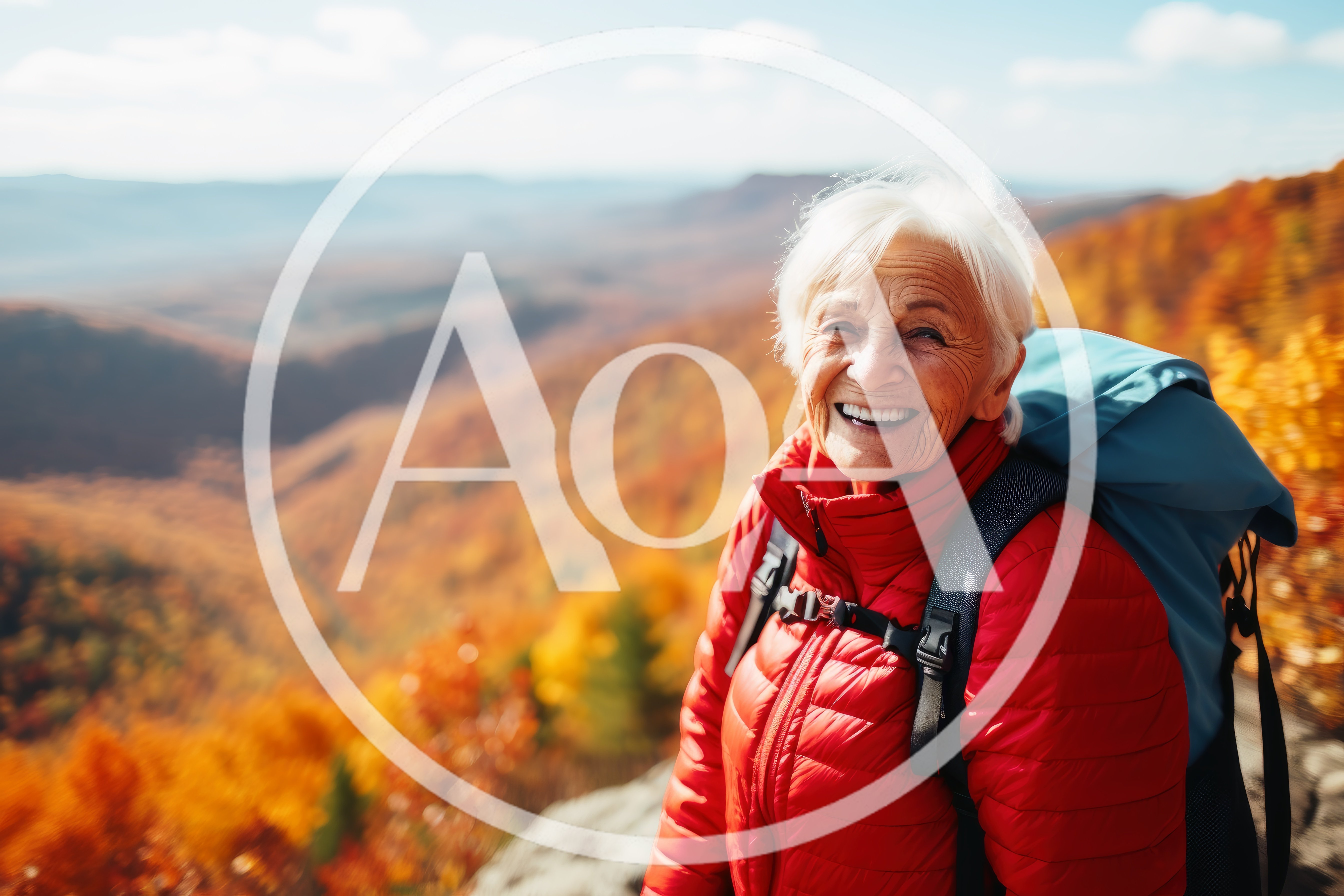 Senior Woman Hiking In Autumn Mountains