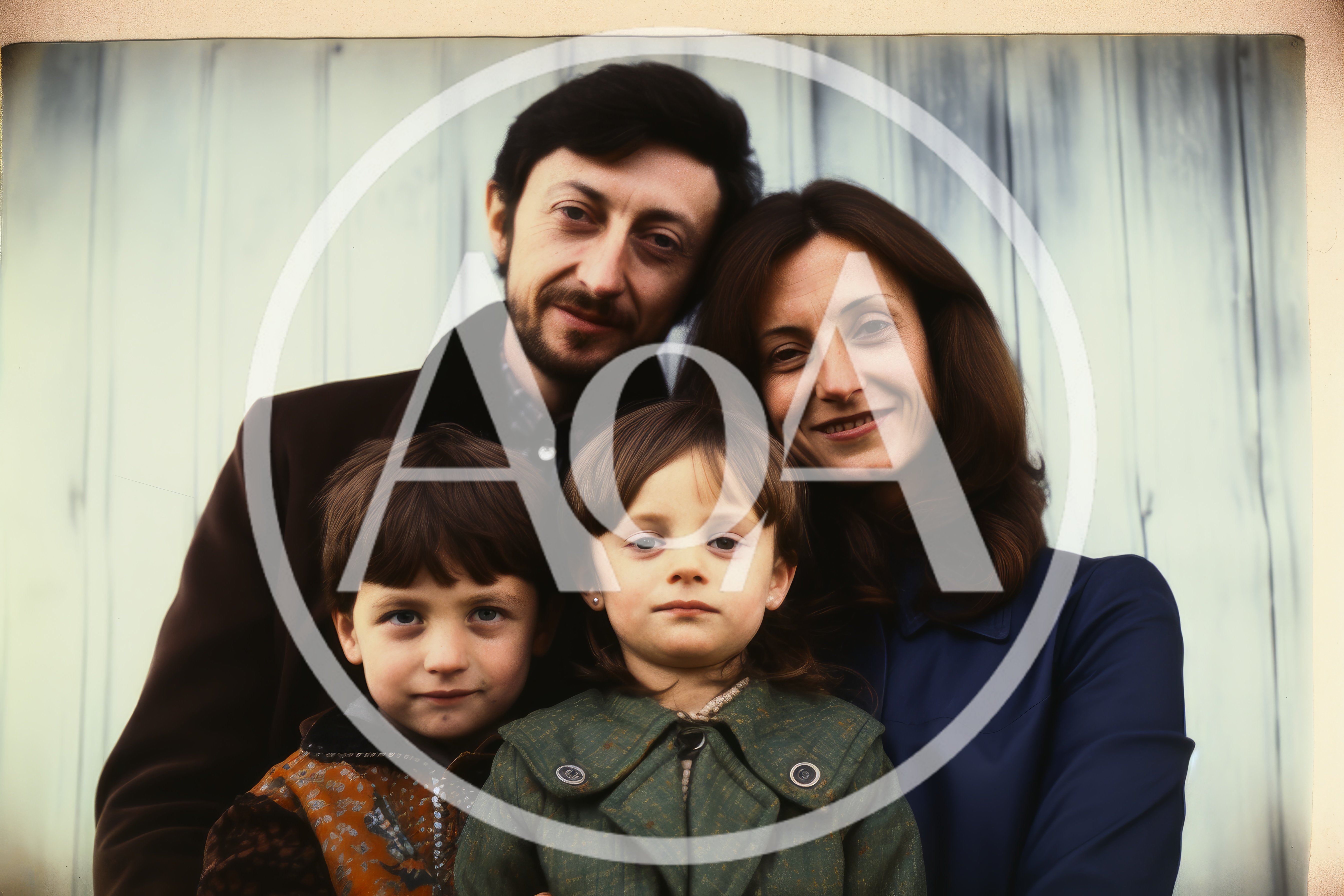 Vintage Family Portrait Of Parents And Two Children