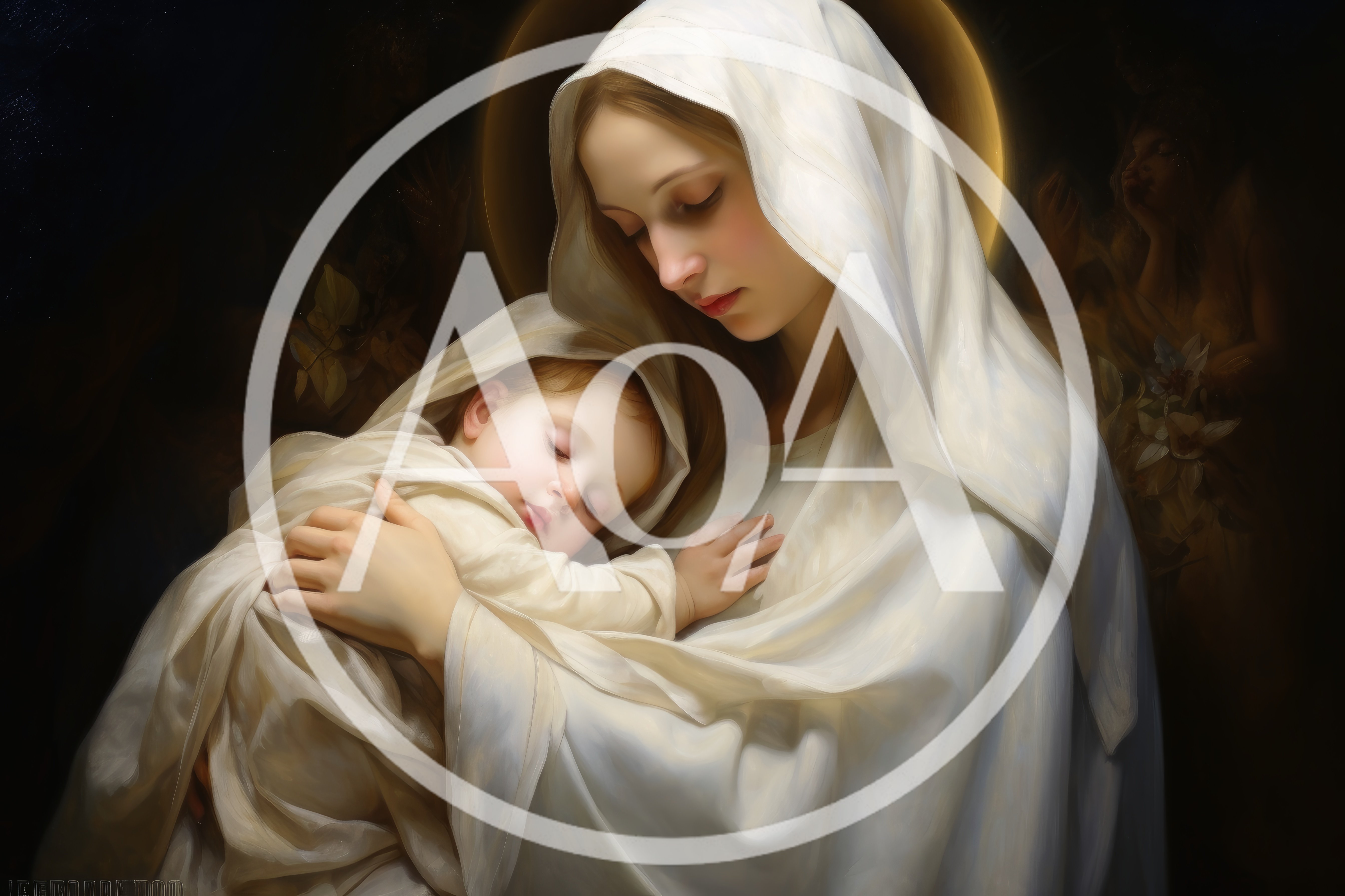 Madonna And Child Oil Painting Style Portrait