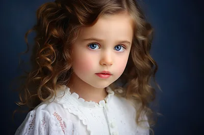 Portrait Of A Young Girl With Curly Hair
