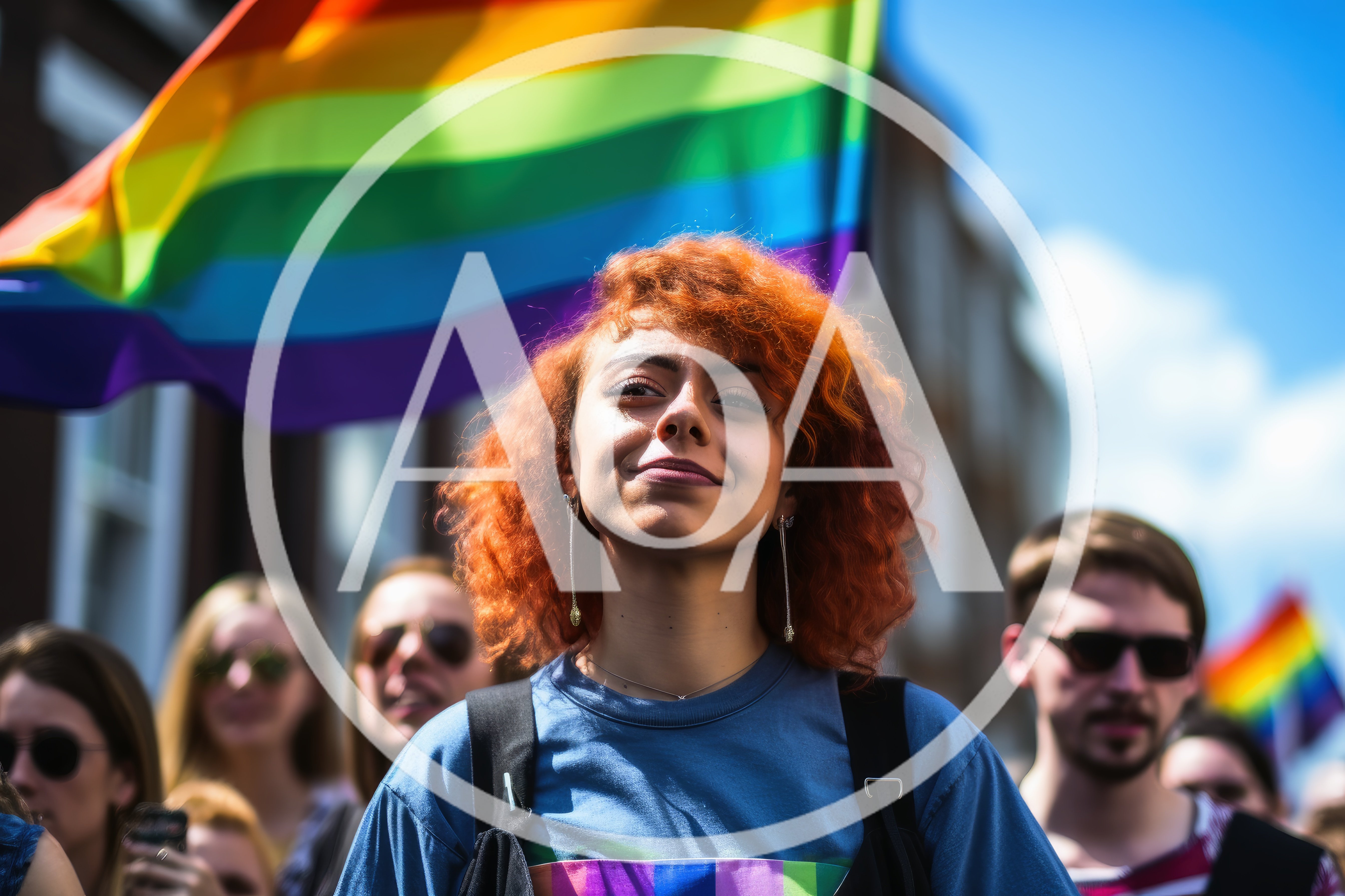 Young Woman With Red Hair At Pride Parade