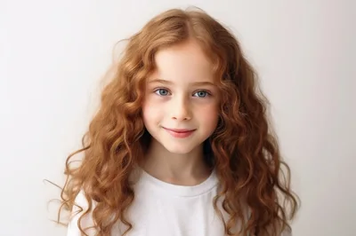 Portrait Of A Young Girl With Curly Red Hair