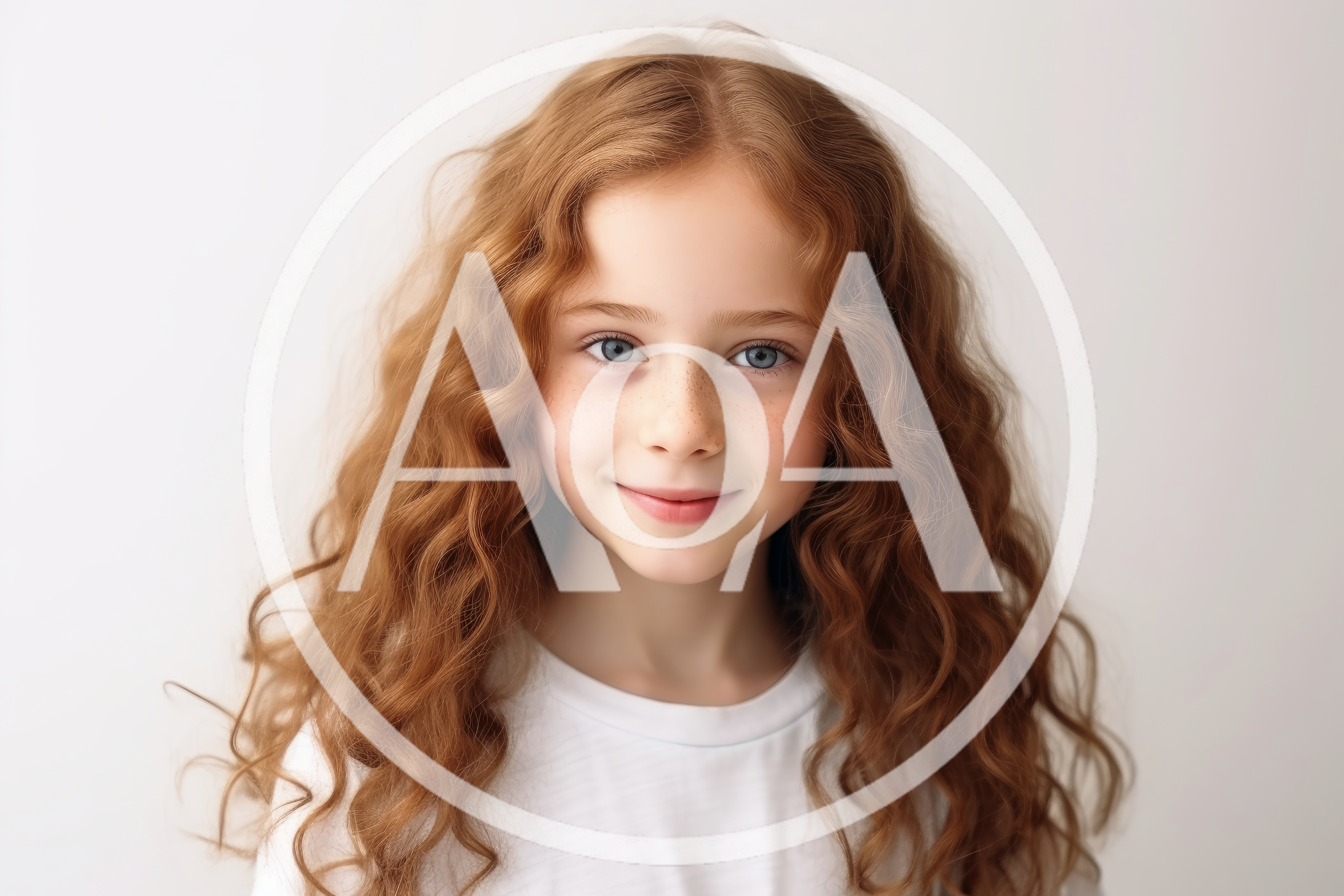 Portrait Of A Young Girl With Curly Red Hair