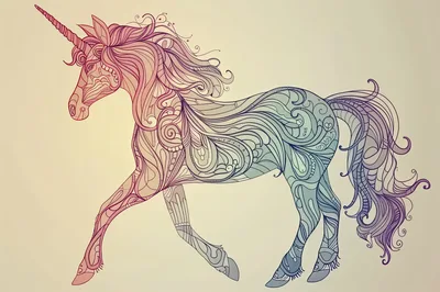 Stylized Unicorn Illustration With Intricate Swirl Patterns