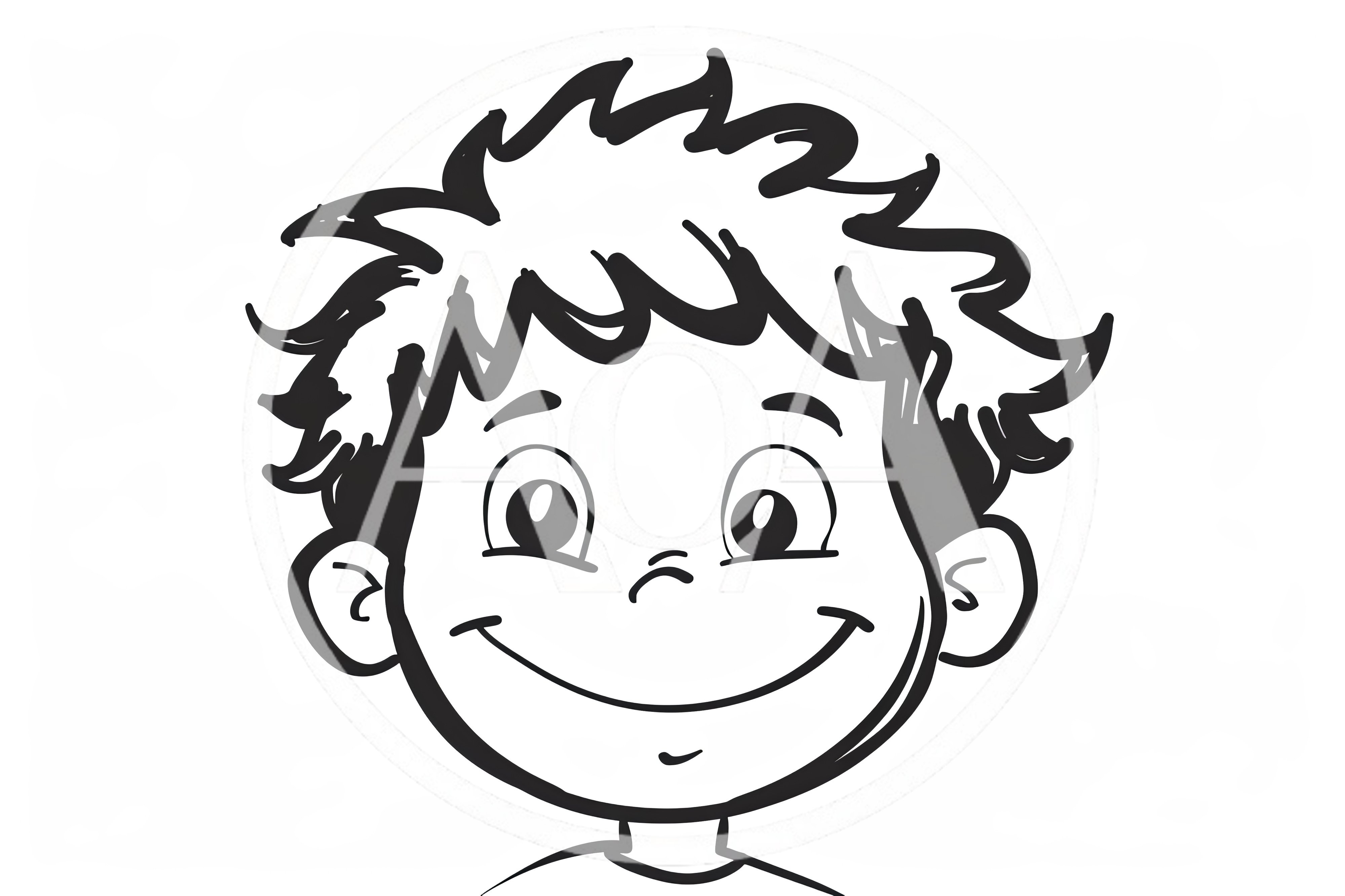 Hand Drawn Cartoon Illustration Of A Smiling Boy