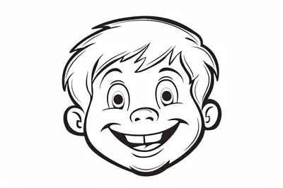 Black and White Cartoon Boy Face Illustration
